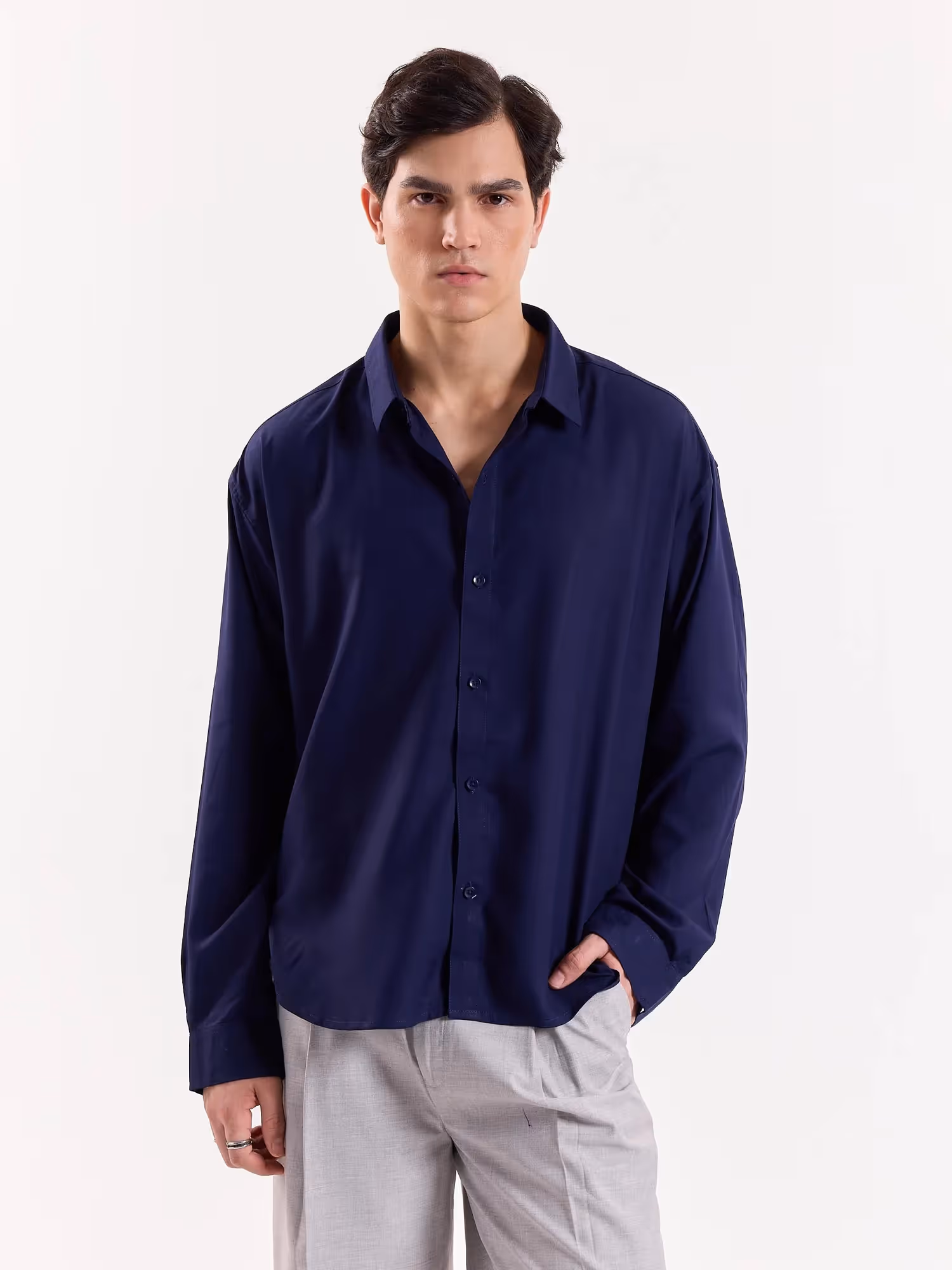 Midnight Lapis Drape Shirt  image 2
