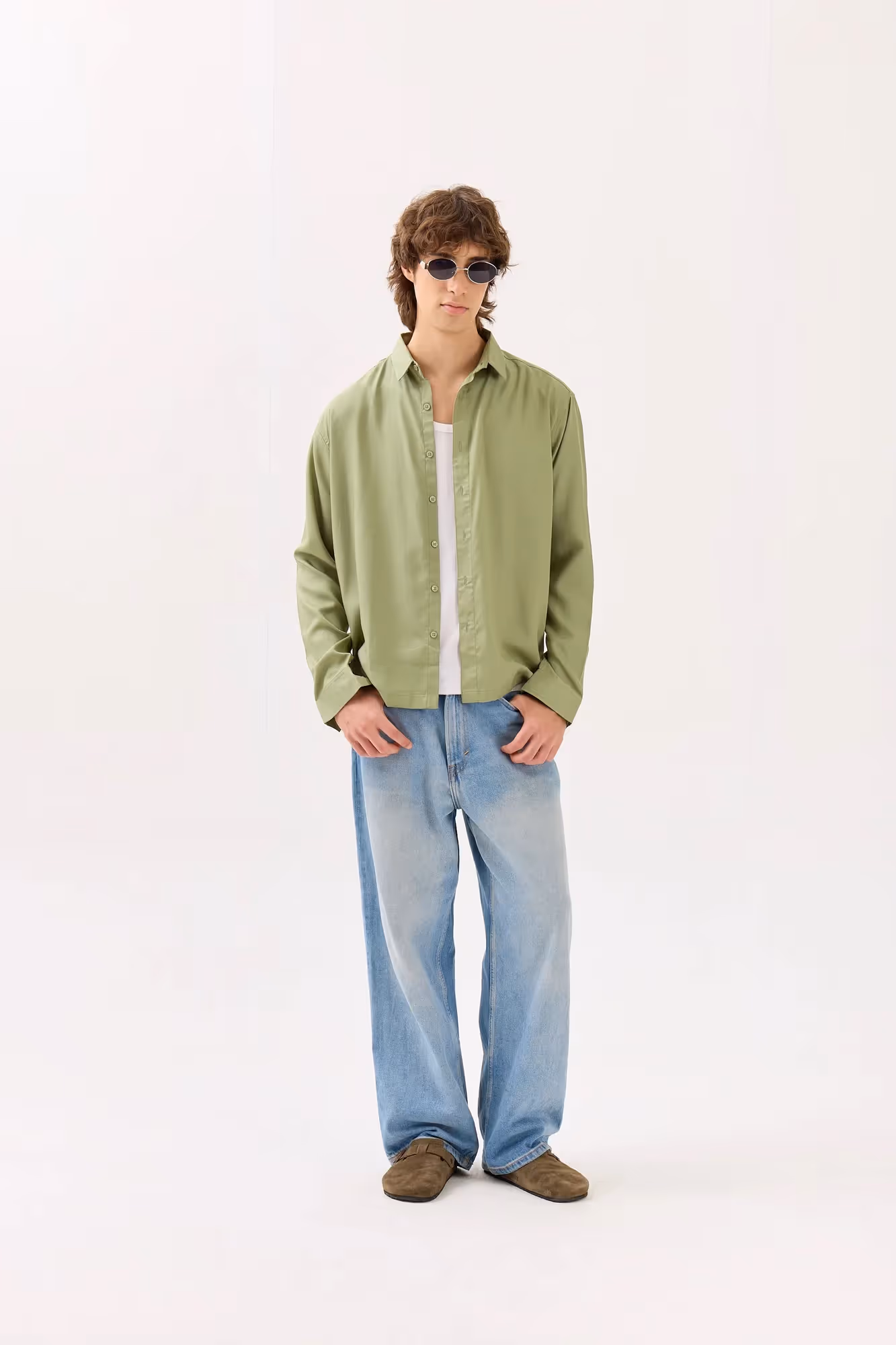 Mint Green Drape Shirt image 1