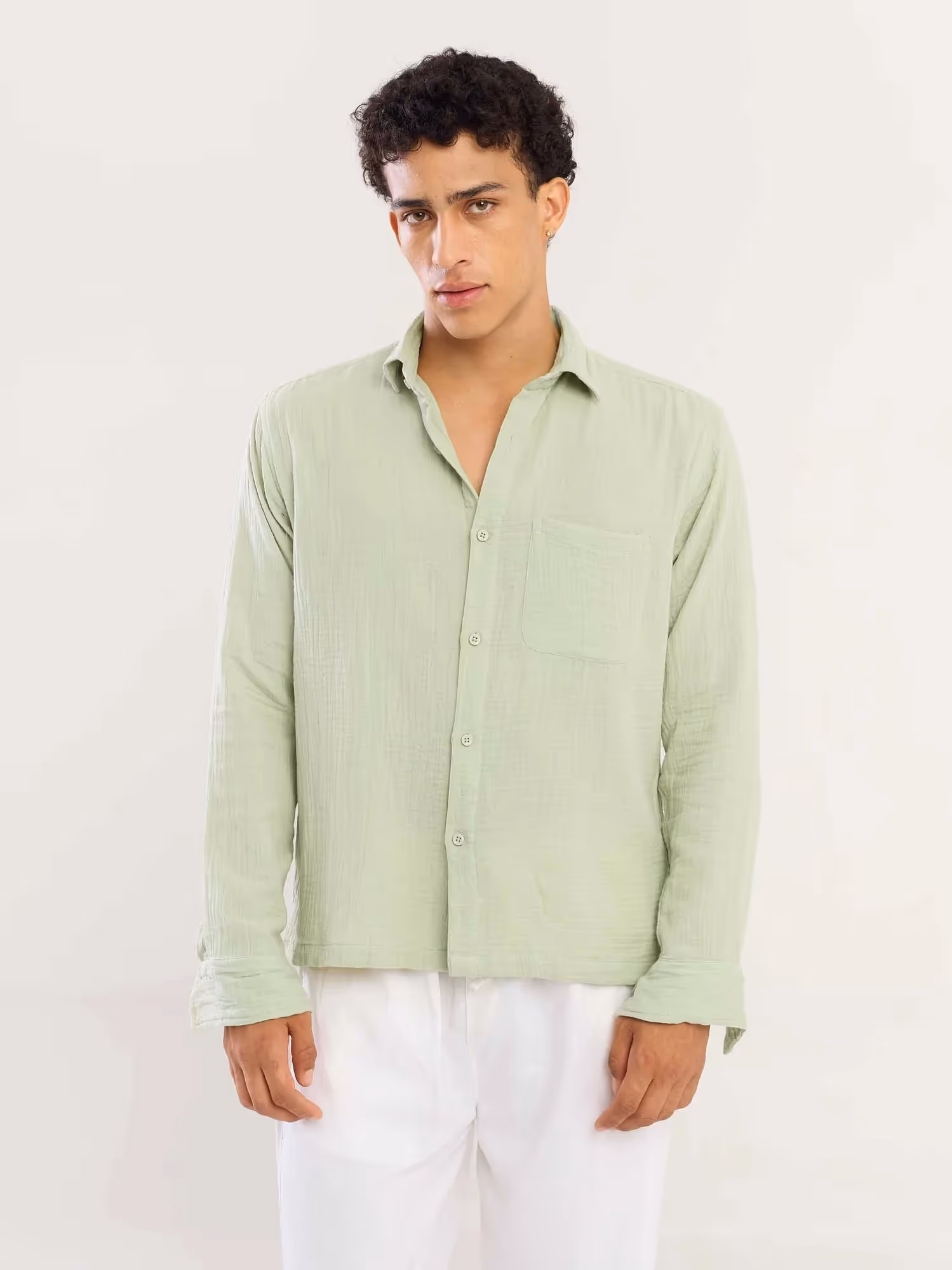 Mint Green Gauze Holiday Shirt image 1