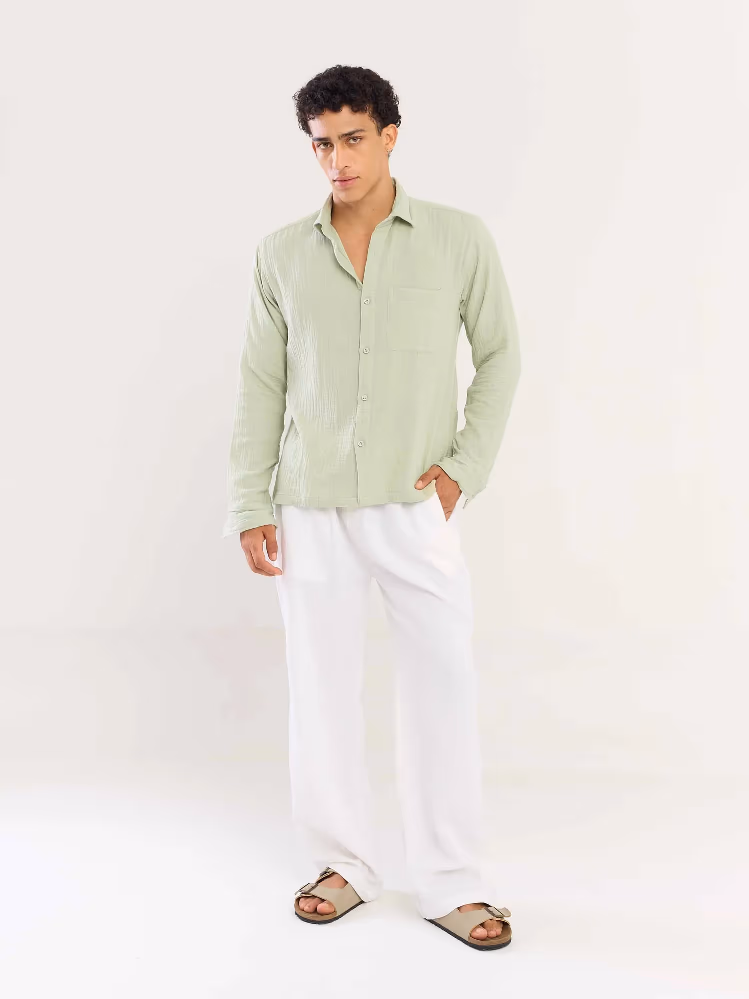 Mint Green Gauze Holiday Shirt image 2