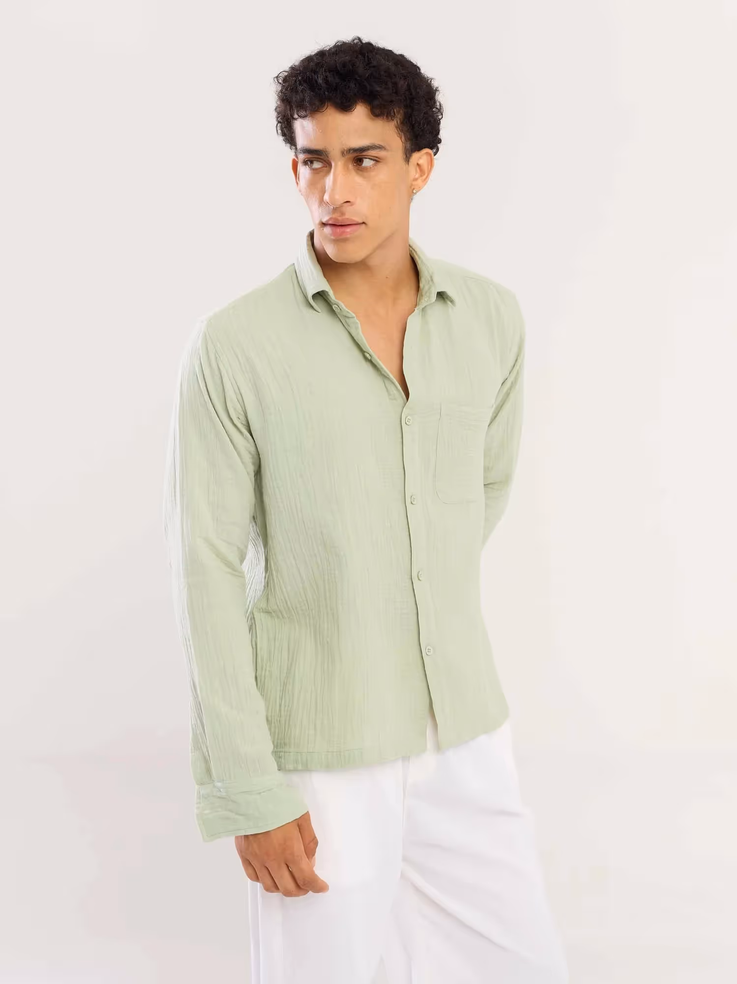 Mint Green Gauze Holiday Shirt image 3