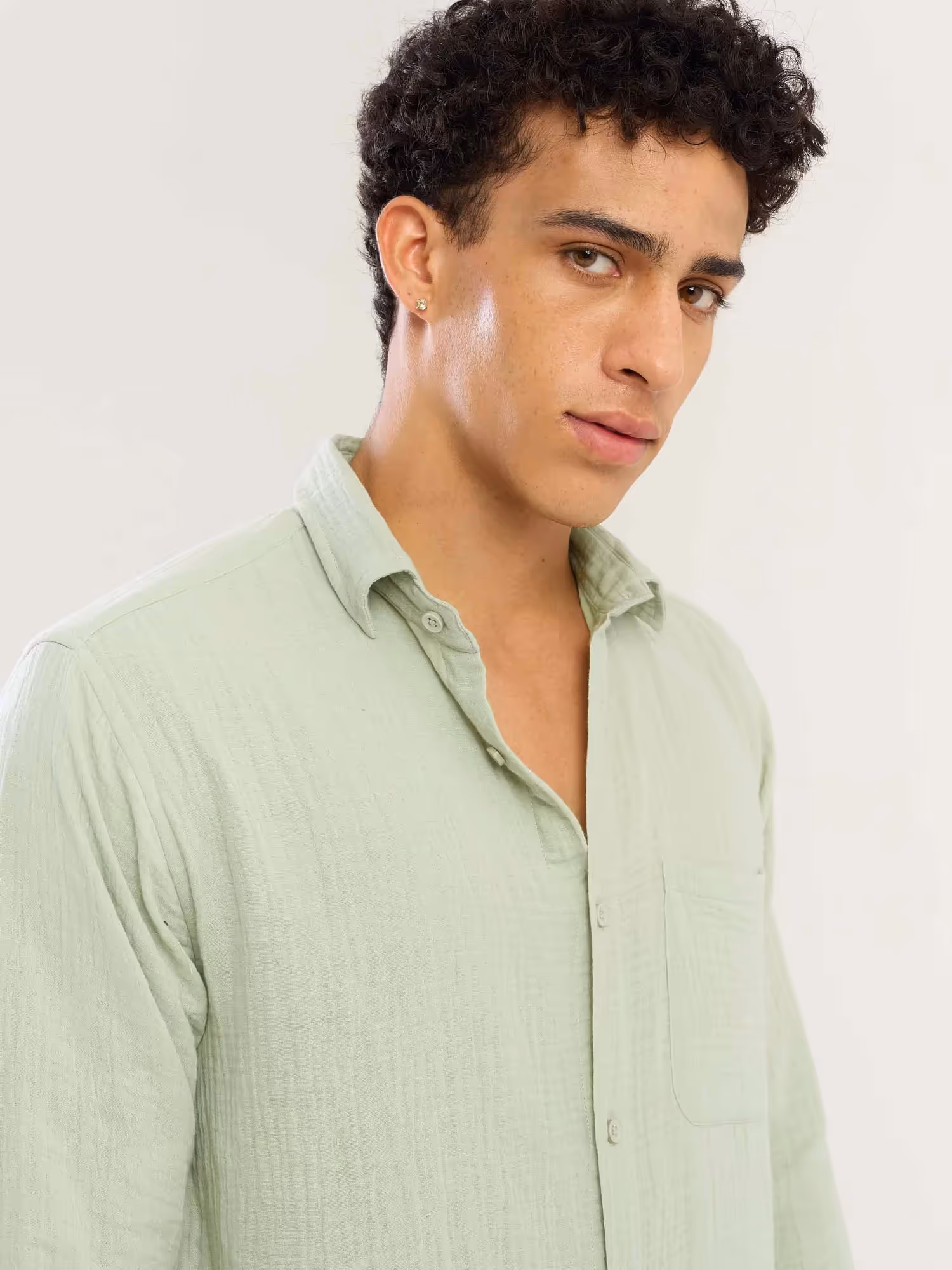 Mint Green Gauze Holiday Shirt image 4