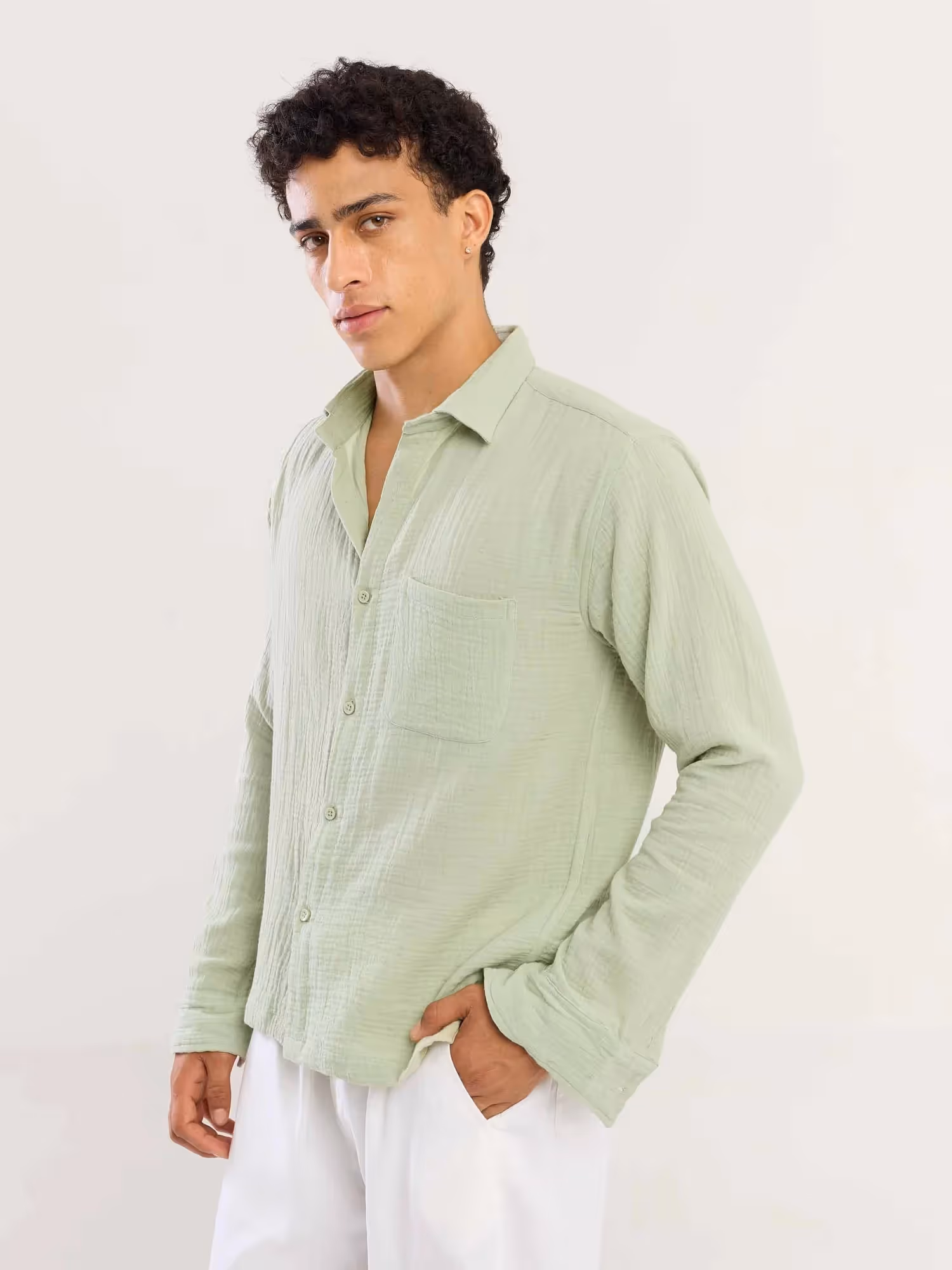 Mint Green Gauze Holiday Shirt image 5