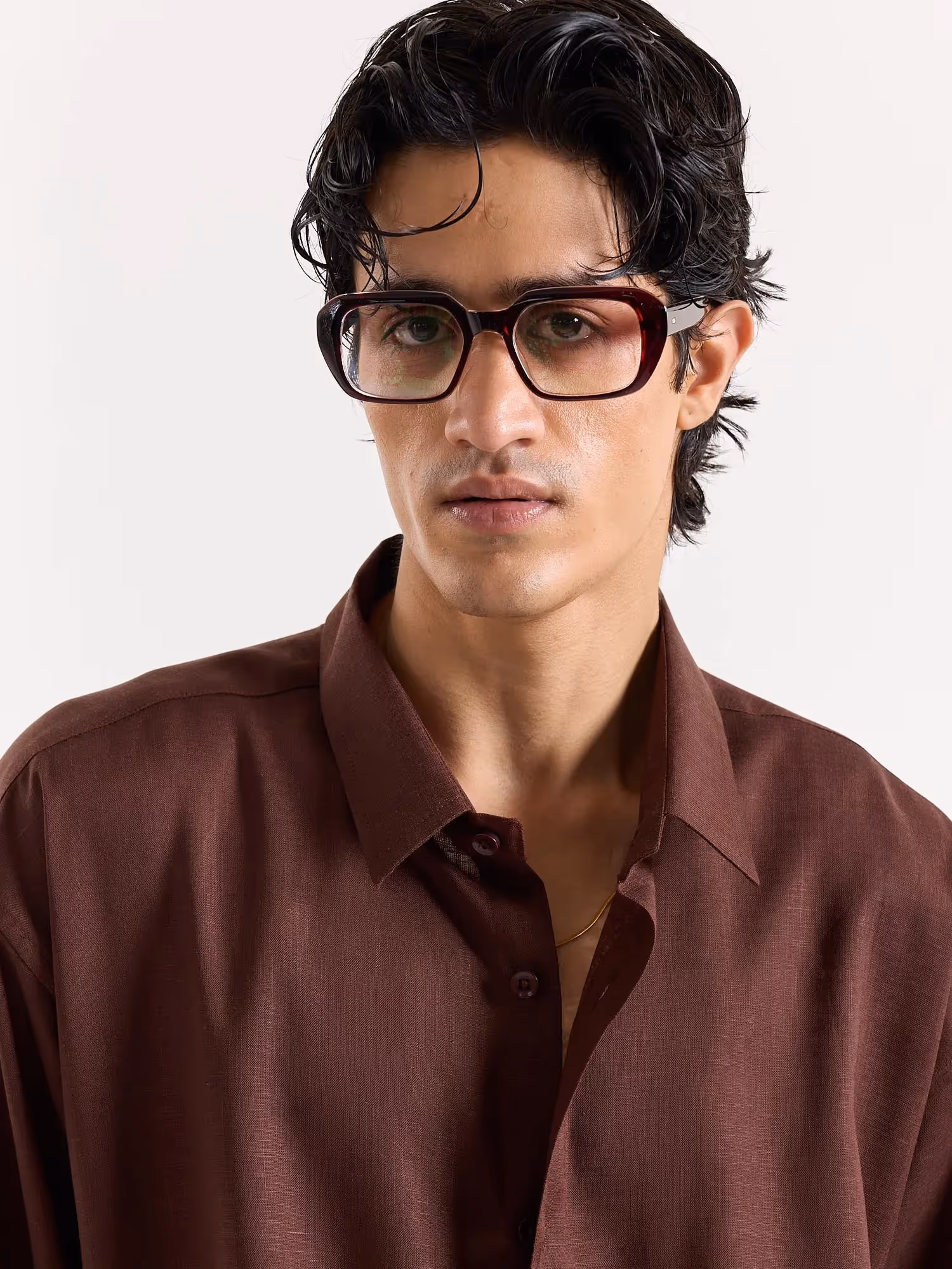 Mocha Brown Linen Cropped Shirt image 5