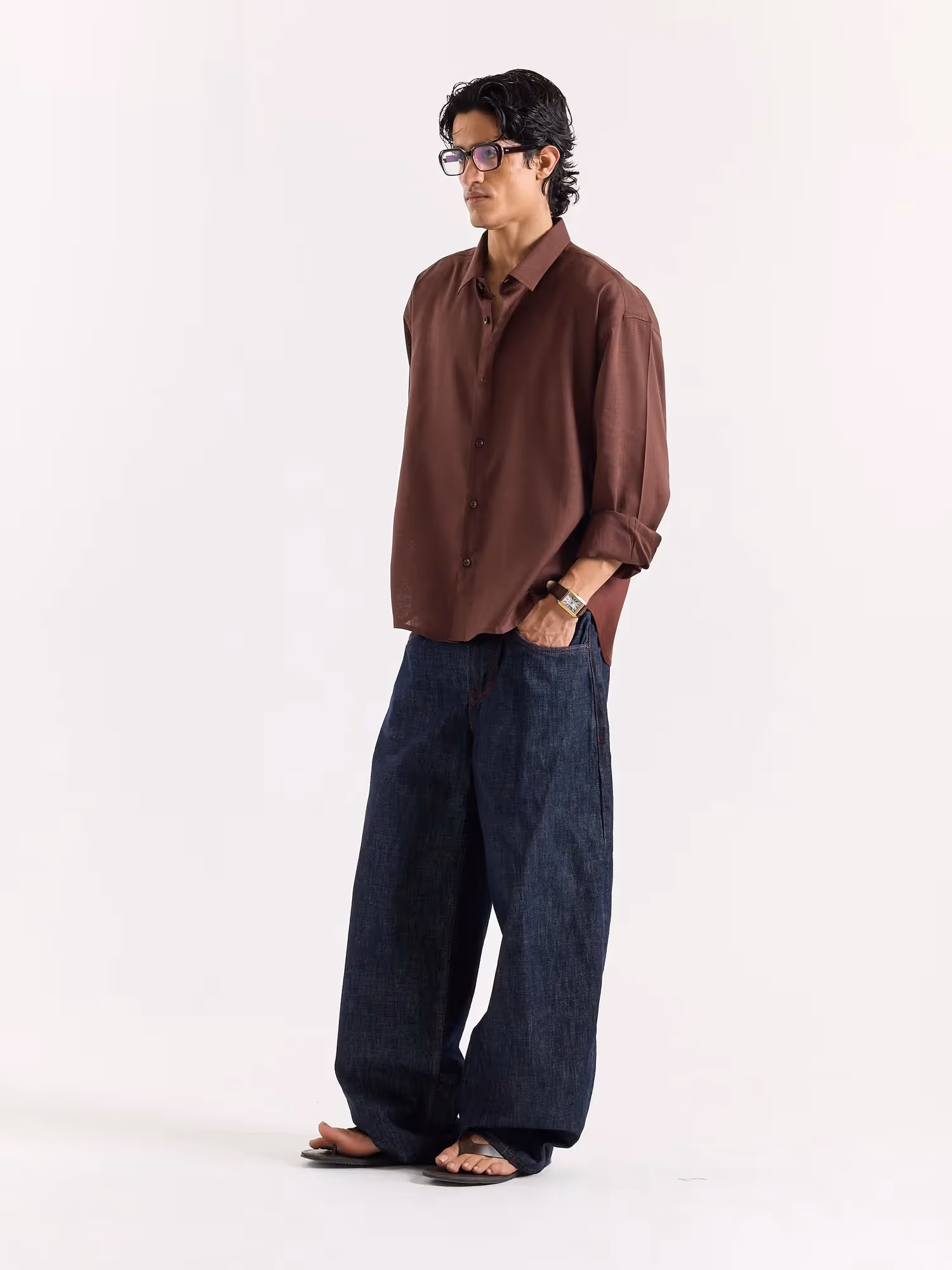 Mocha Brown Linen Cropped Shirt image 6