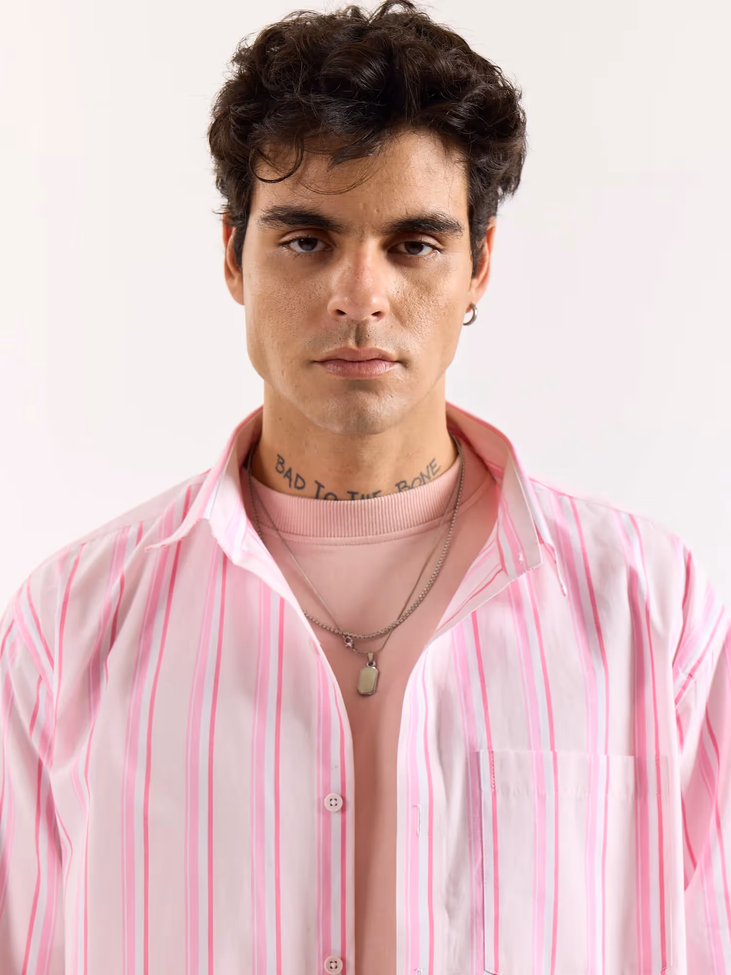 Multi Pink Striped Poplin Oversized Shirt image 5