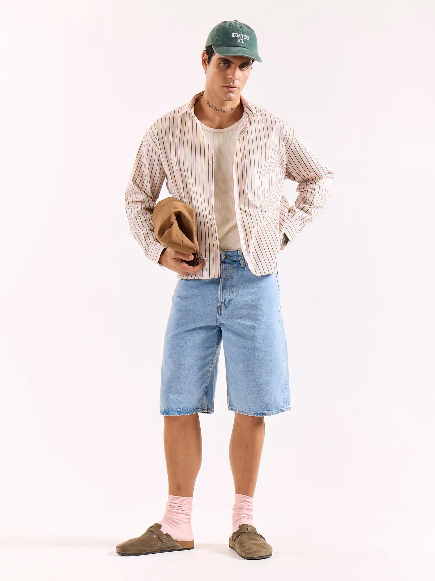 Multicolor Striped Poplin Oversized Shirt image 1