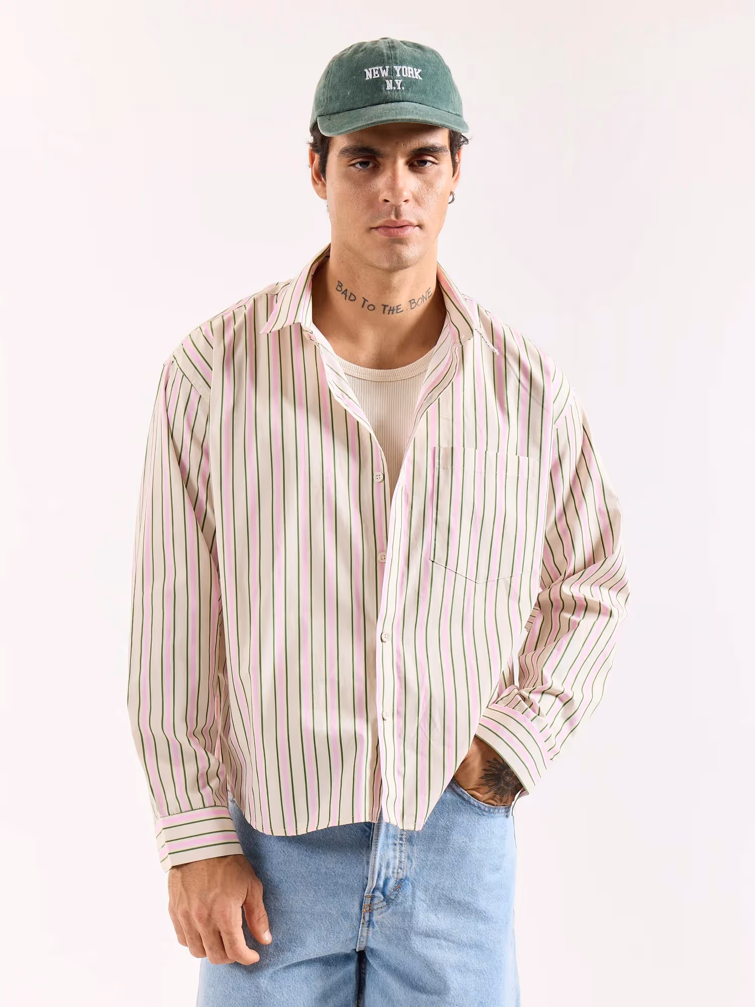 Multicolor Striped Poplin Oversized Shirt image 3