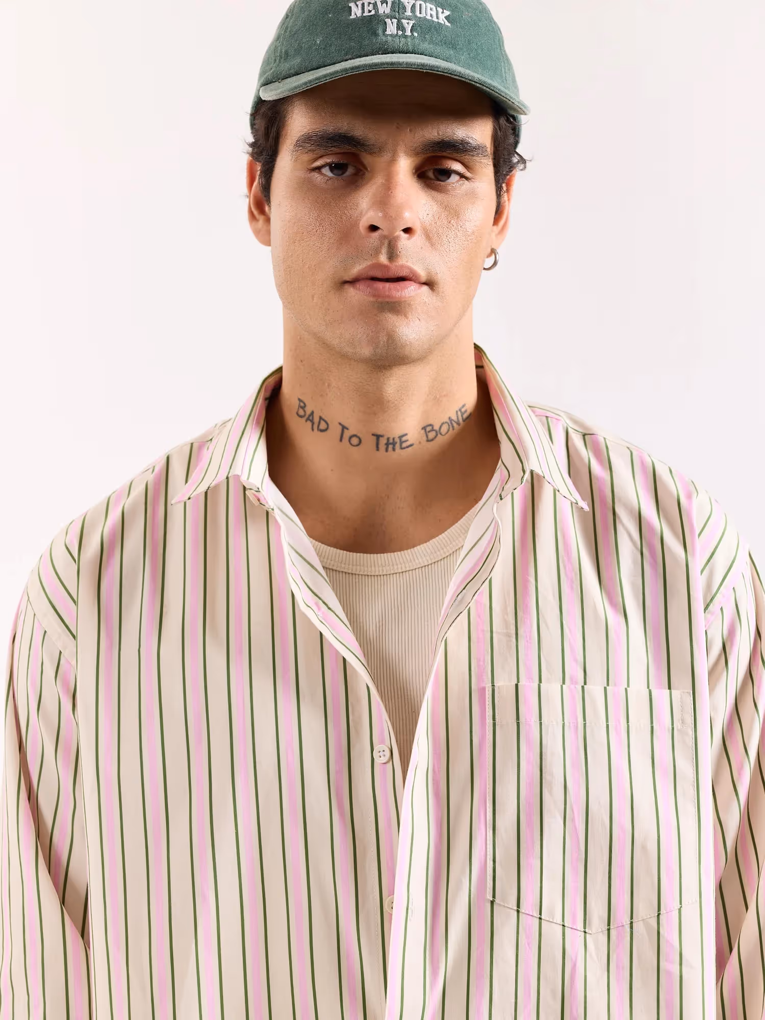 Multicolor Striped Poplin Oversized Shirt image 5