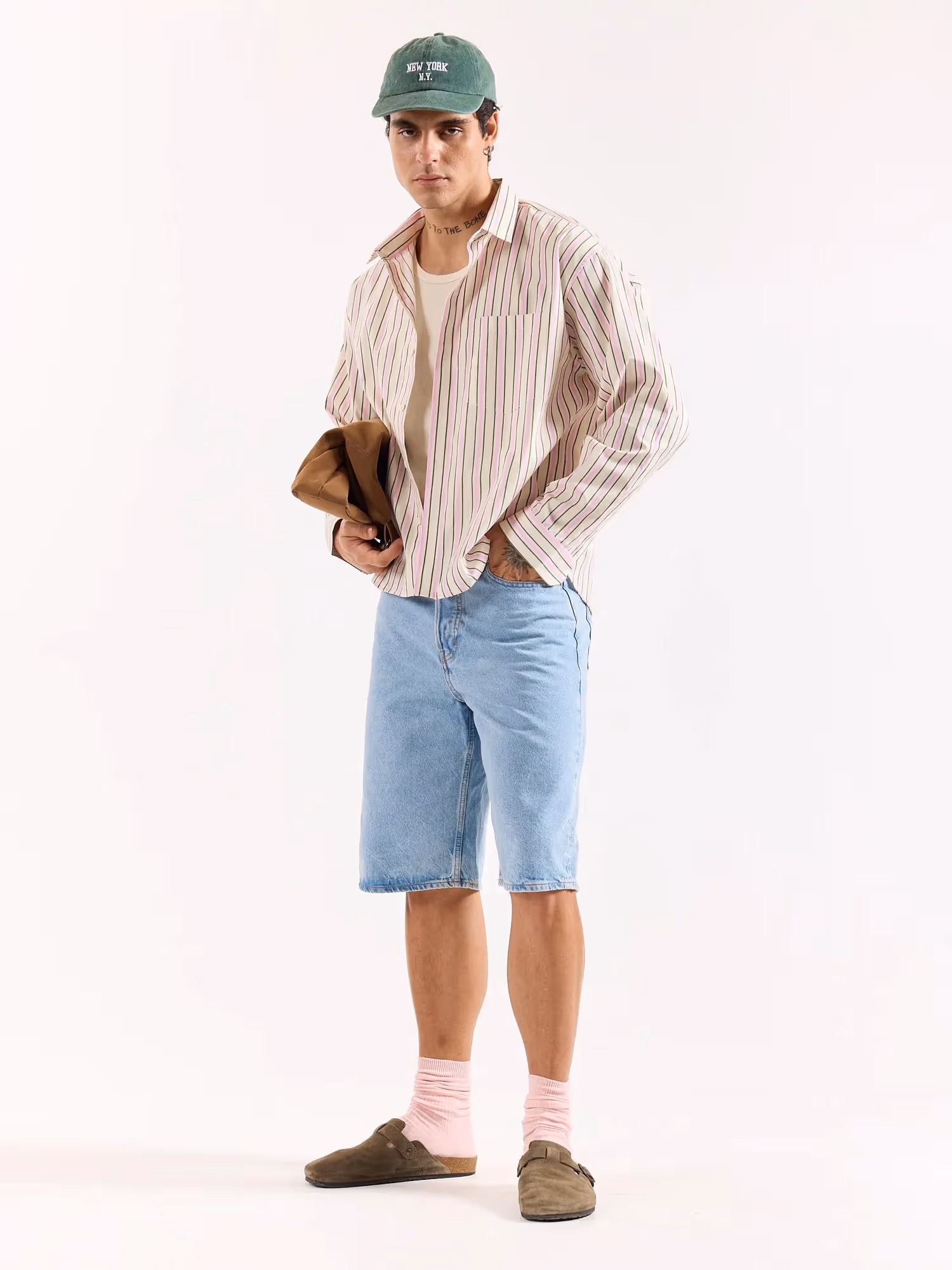 Multicolor Striped Poplin Oversized Shirt image 6