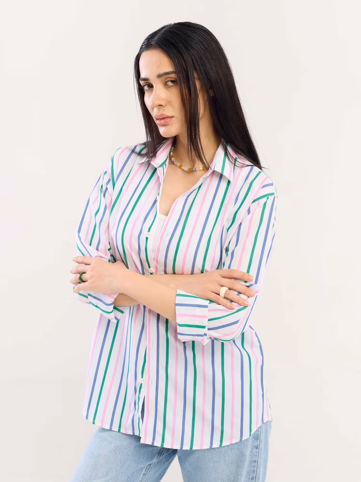 Multicolor Striped Poplin Shirt  image 6