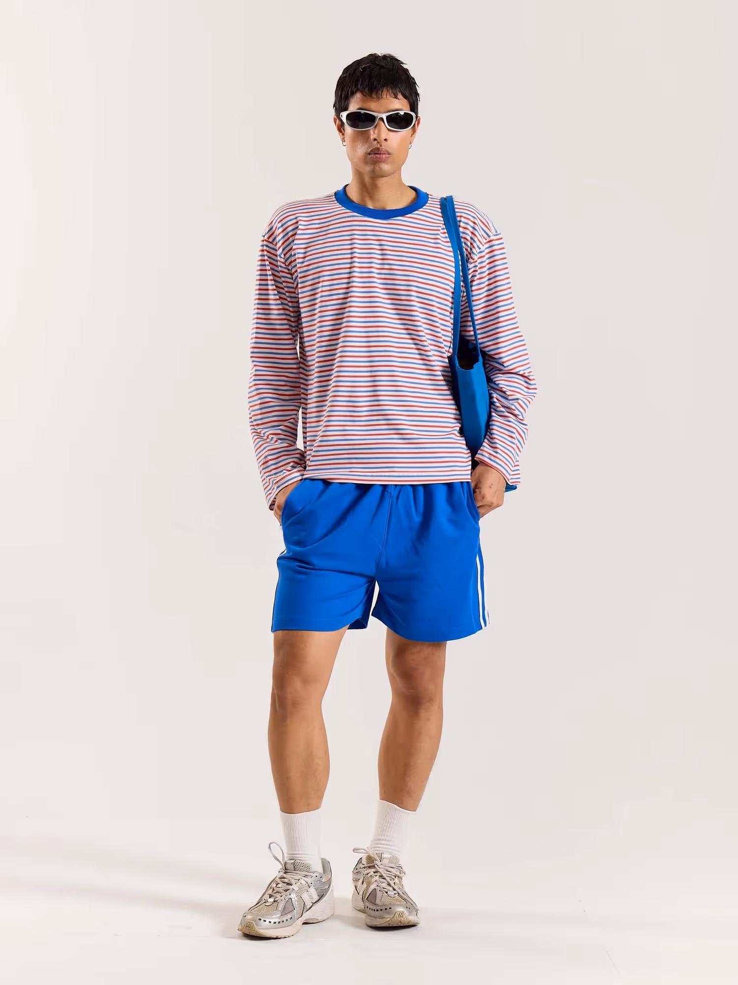 Multicolour Striped Loose Fit Cropped T-Shirt image 1