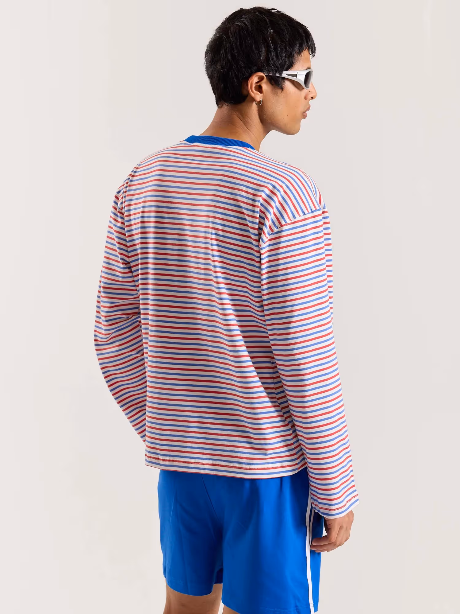 Multicolour Striped Loose Fit Cropped T-Shirt image 7
