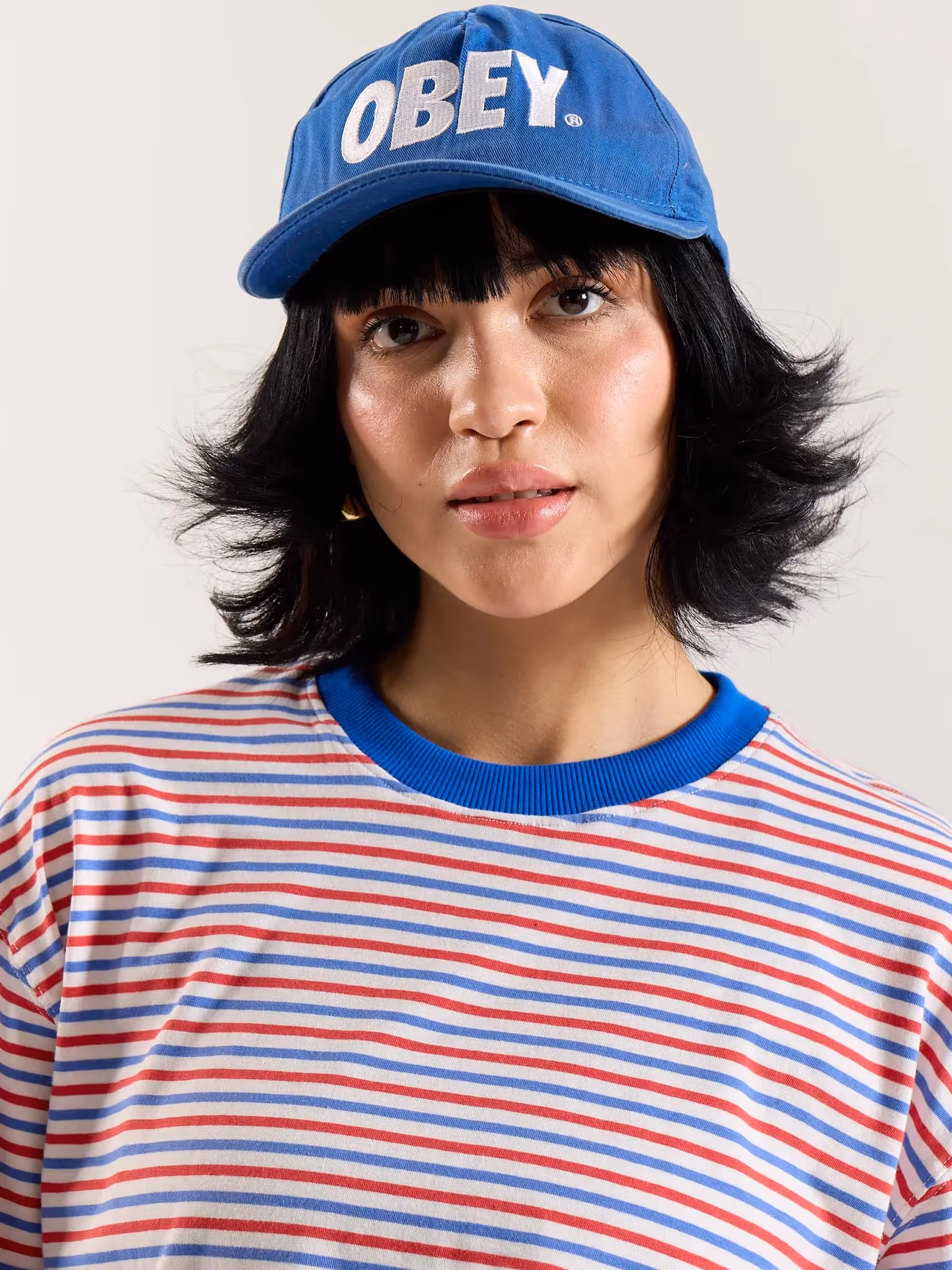 Multicolour Striped Loose Fit Cropped T-Shirt image 8