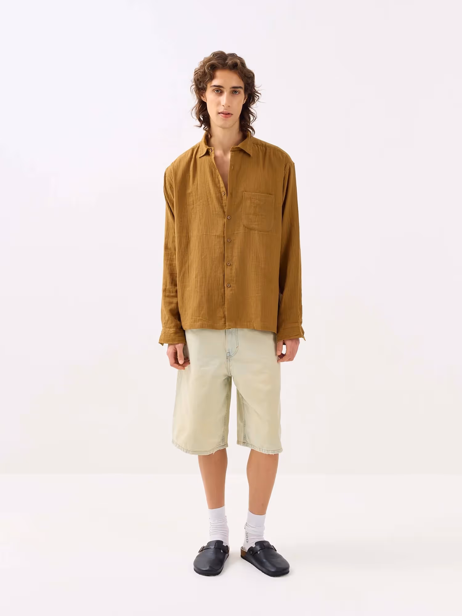 Mustard Yellow Gauze Holiday Shirt image 1