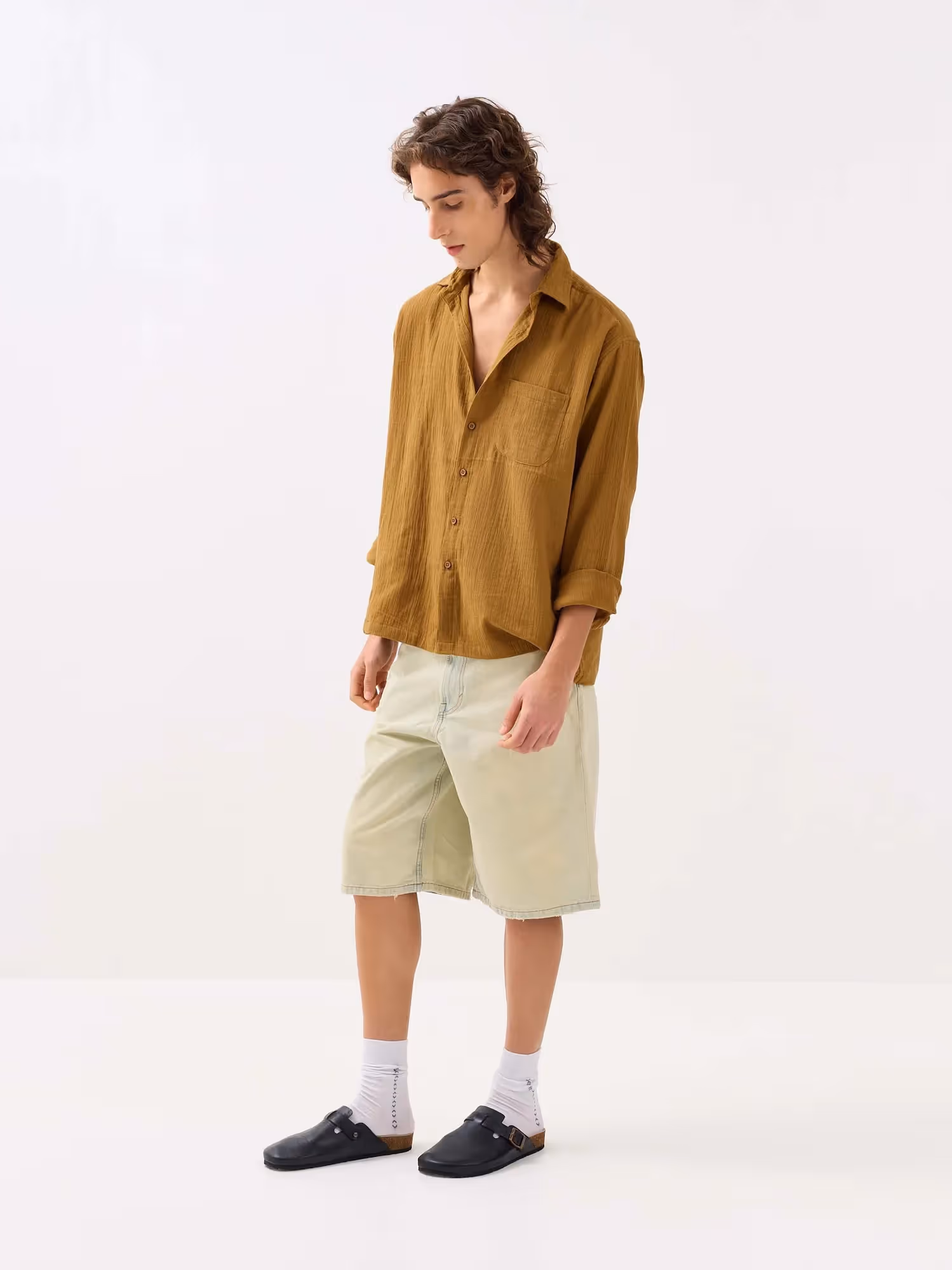 Mustard Yellow Gauze Holiday Shirt image 5