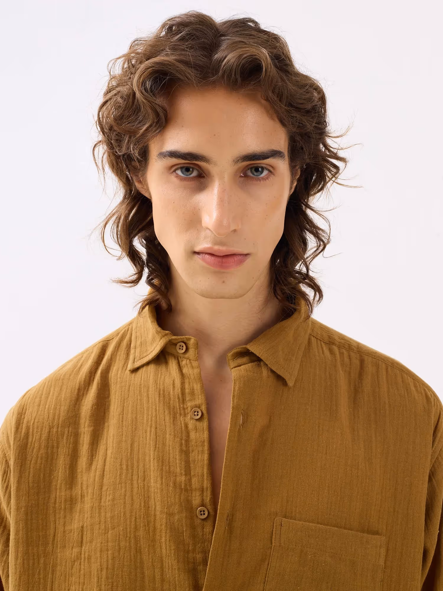 Mustard Yellow Gauze Holiday Shirt image 6