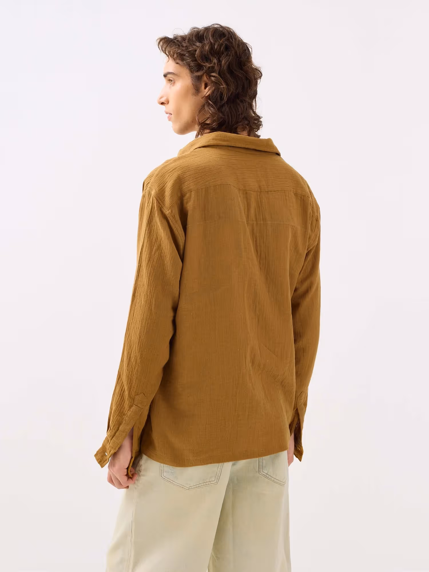 Mustard Yellow Gauze Holiday Shirt image 7
