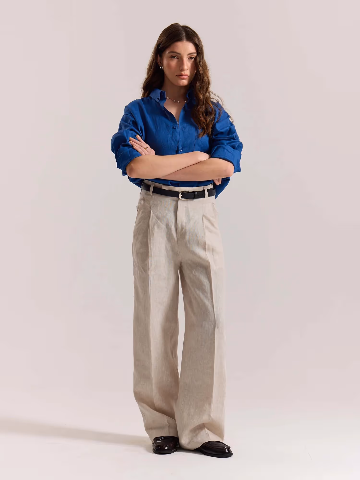 Natural Linen Baggy Fit Trousers image 2