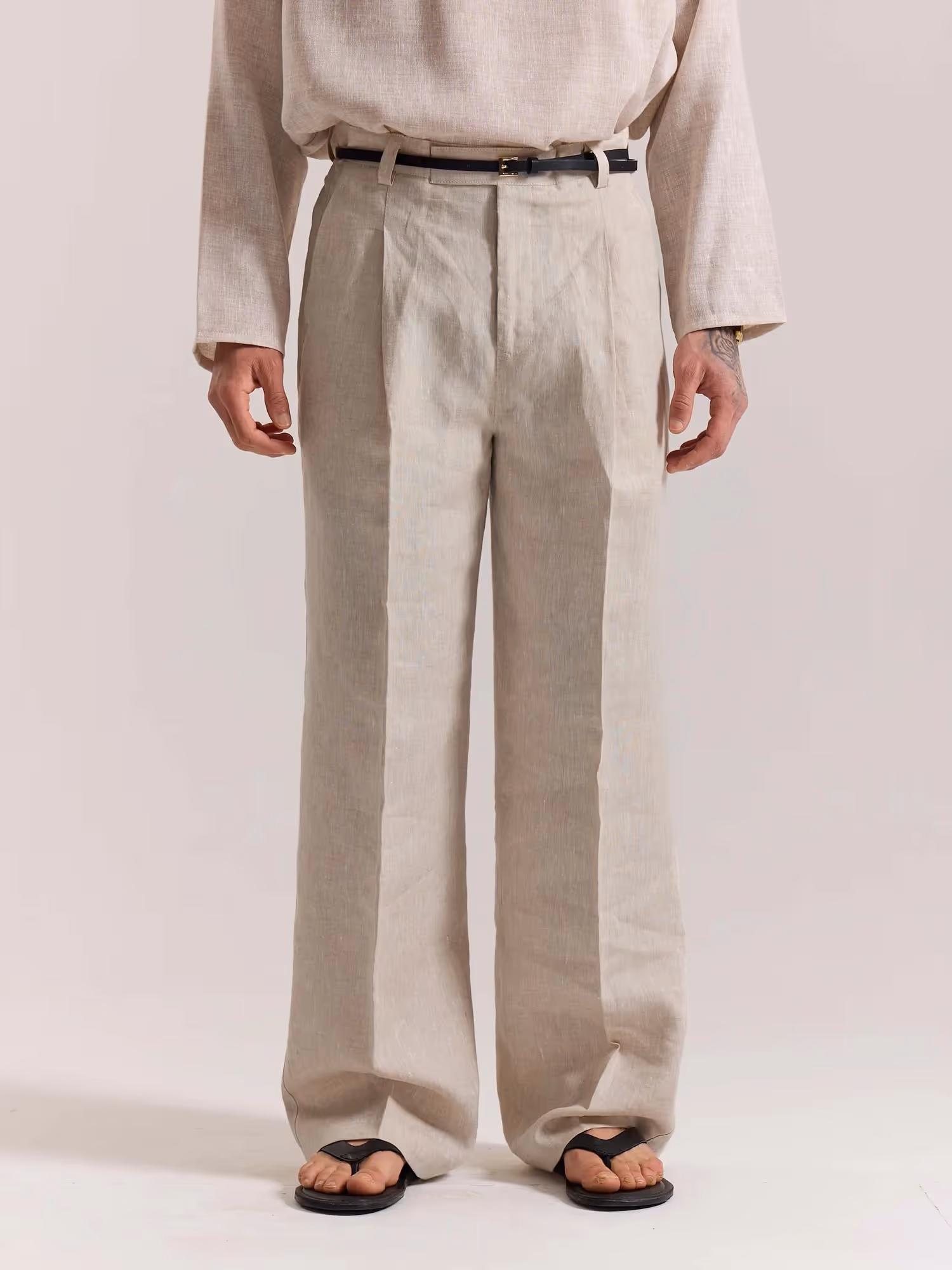 Natural Linen Baggy Fit Trousers image 3
