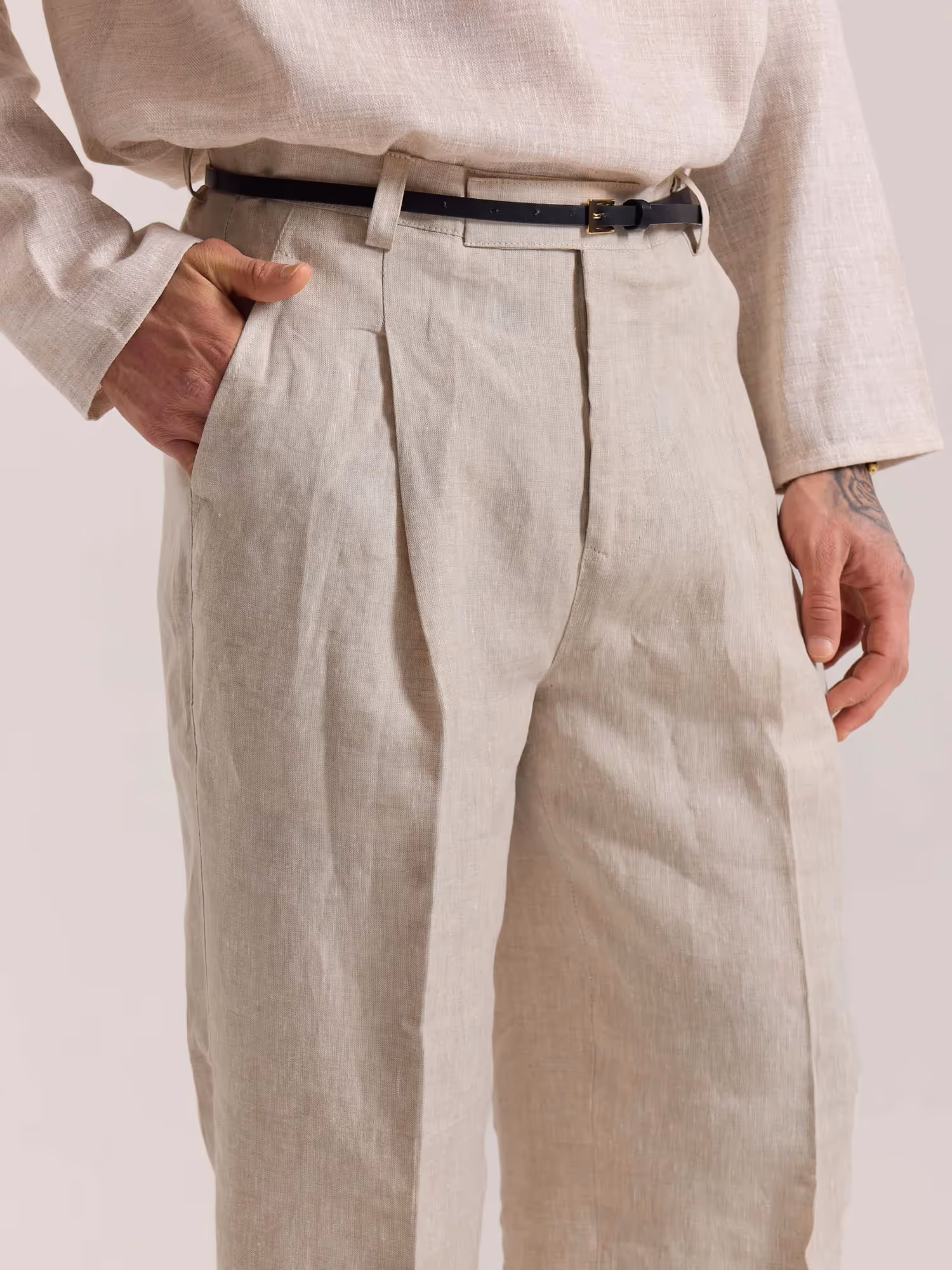 Natural Linen Baggy Fit Trousers image 5