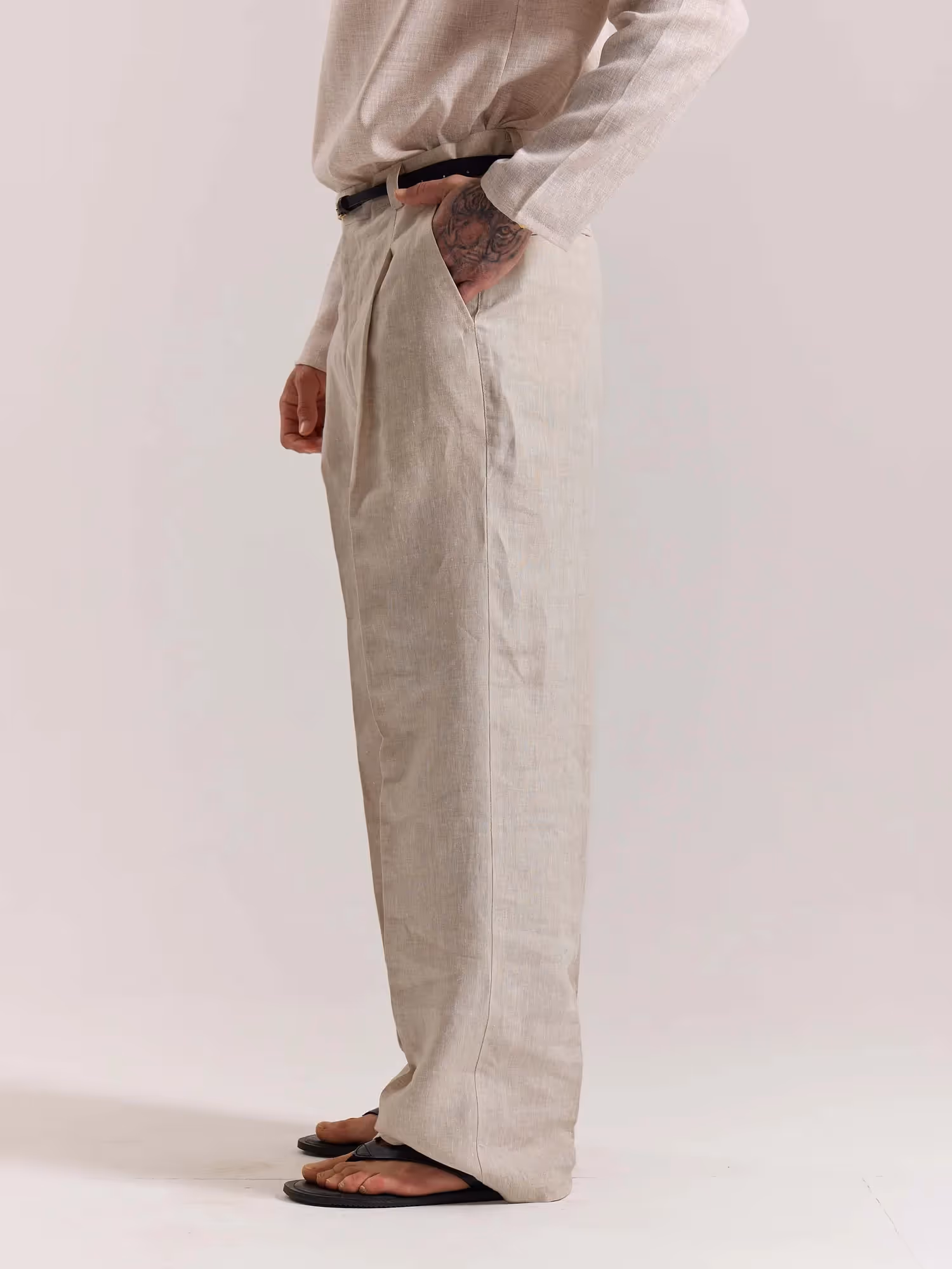 Natural Linen Baggy Fit Trousers image 6