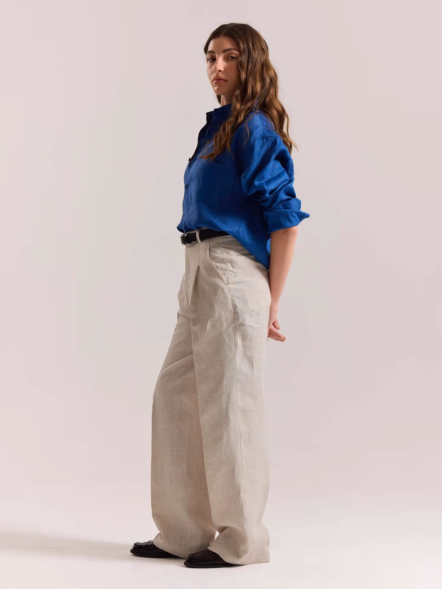 Natural Linen Baggy Fit Trousers image 7