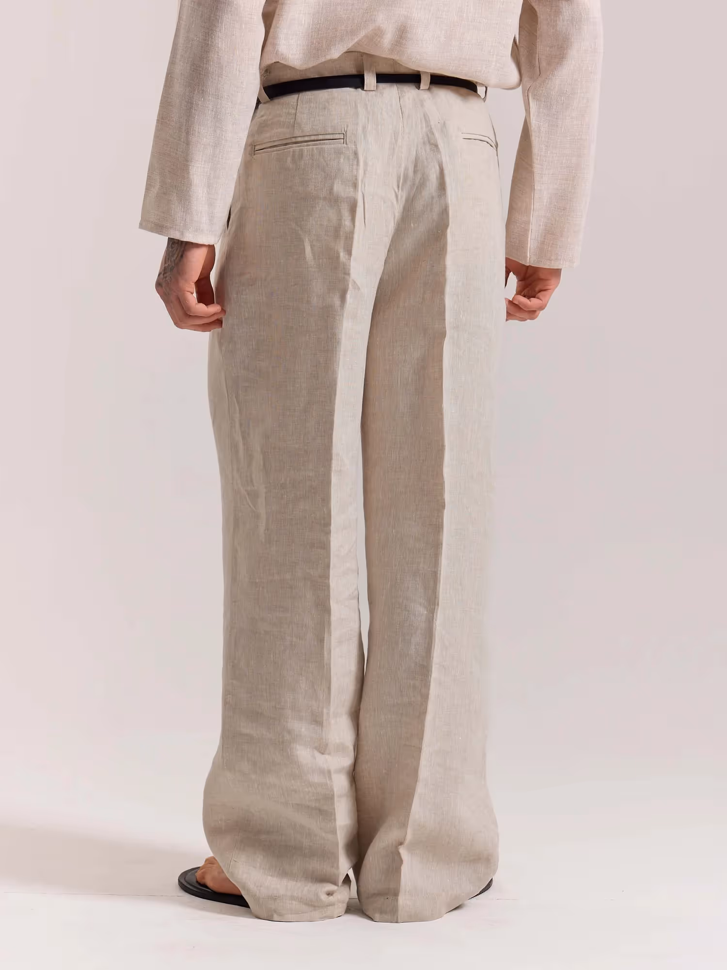 Natural Linen Baggy Fit Trousers image 8