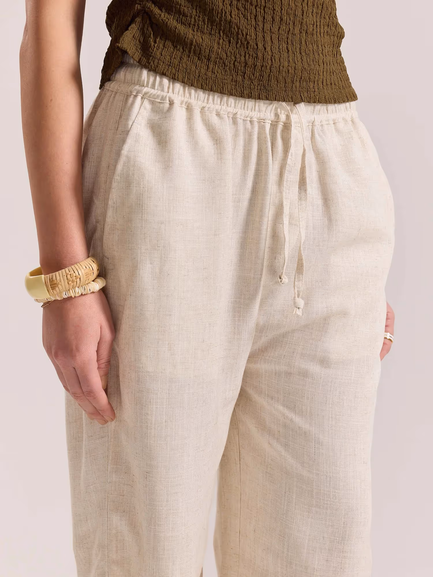 Natural Linen Pull-on Pants  image 5