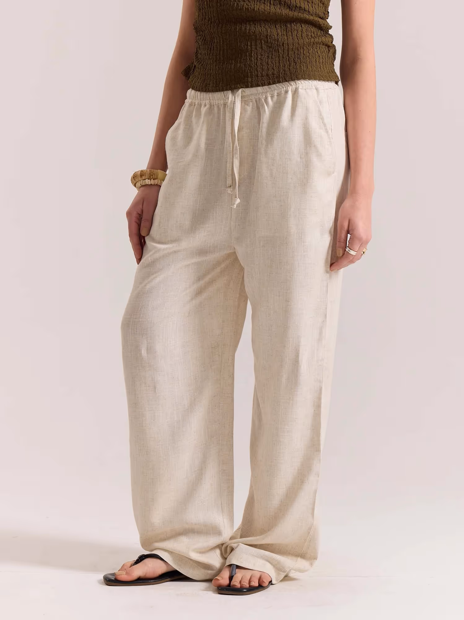 Natural Linen Pull-on Pants  image 7
