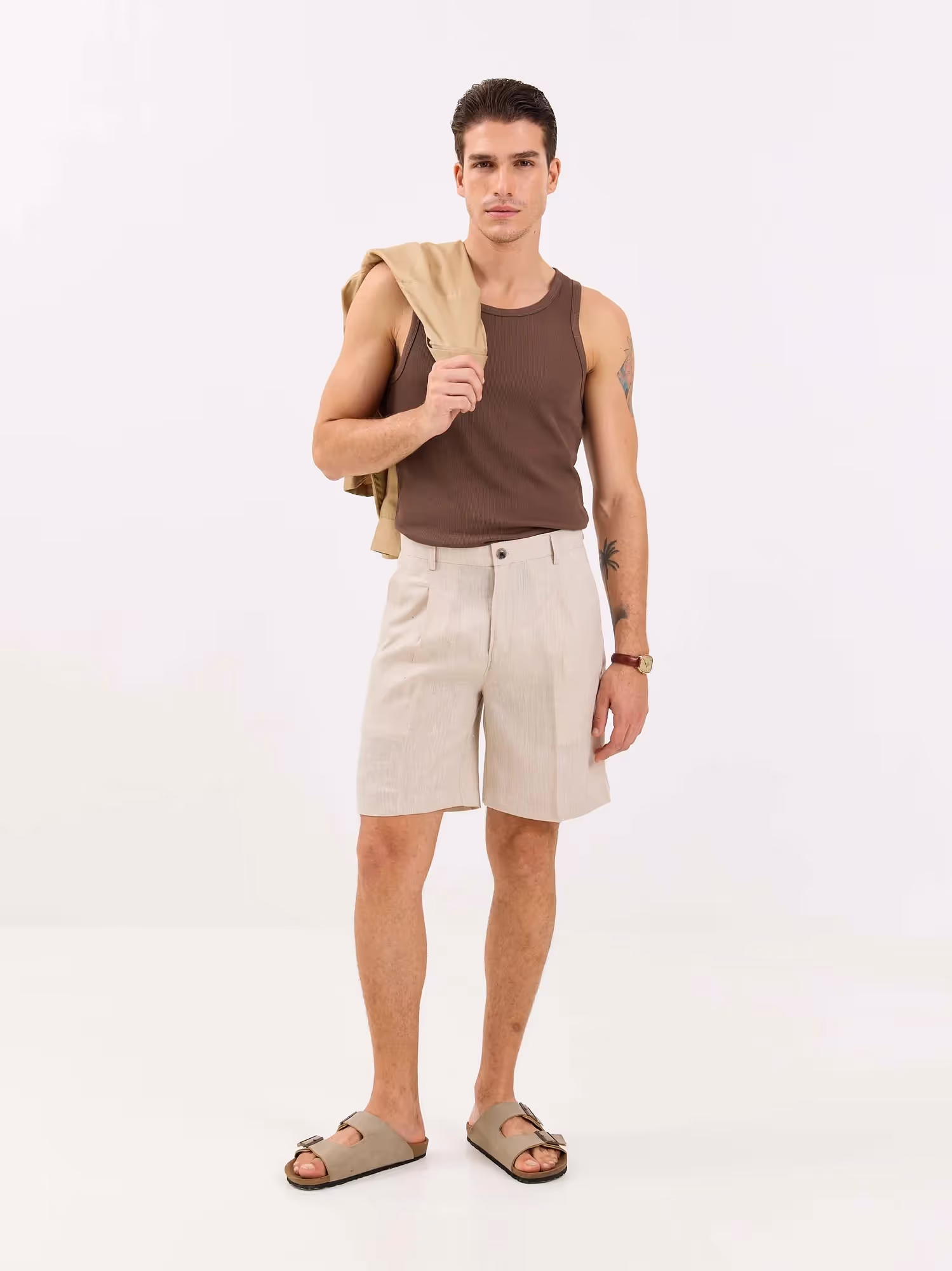 Natural Linen Trouser Shorts image 1