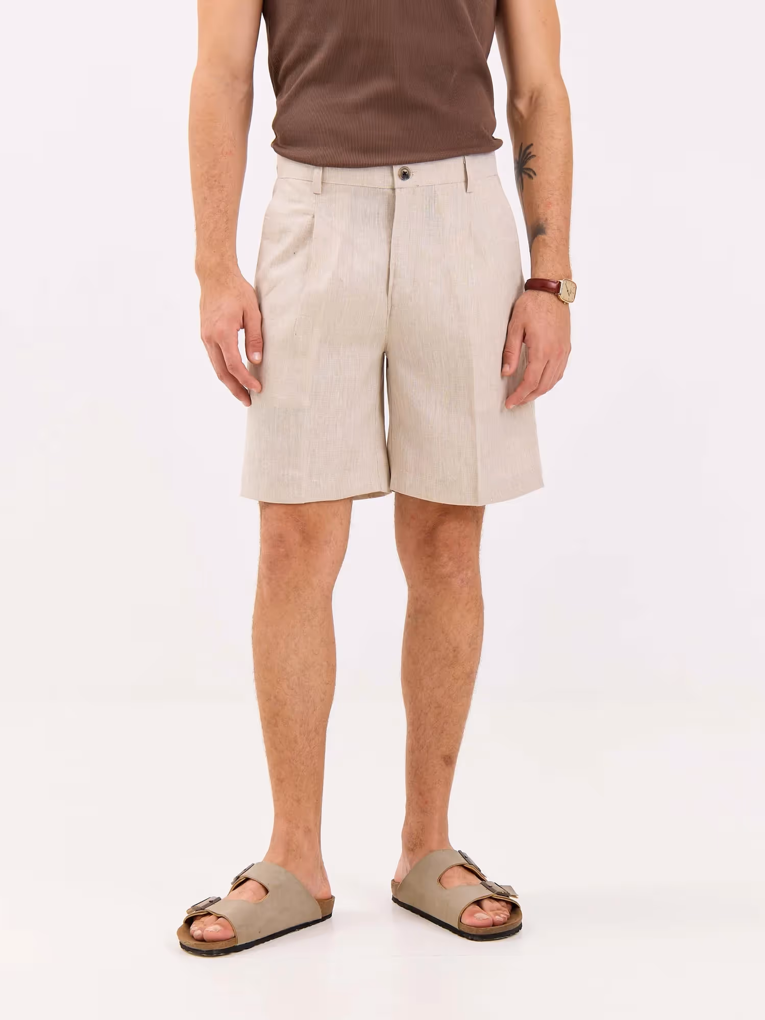 Natural Linen Trouser Shorts image 2