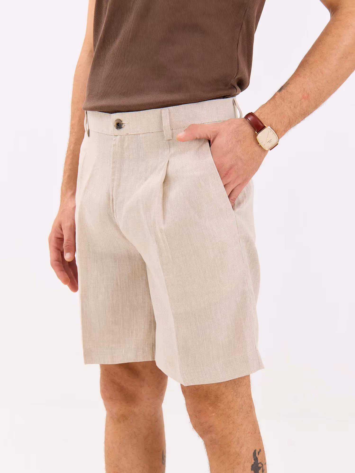 Natural Linen Trouser Shorts image 4