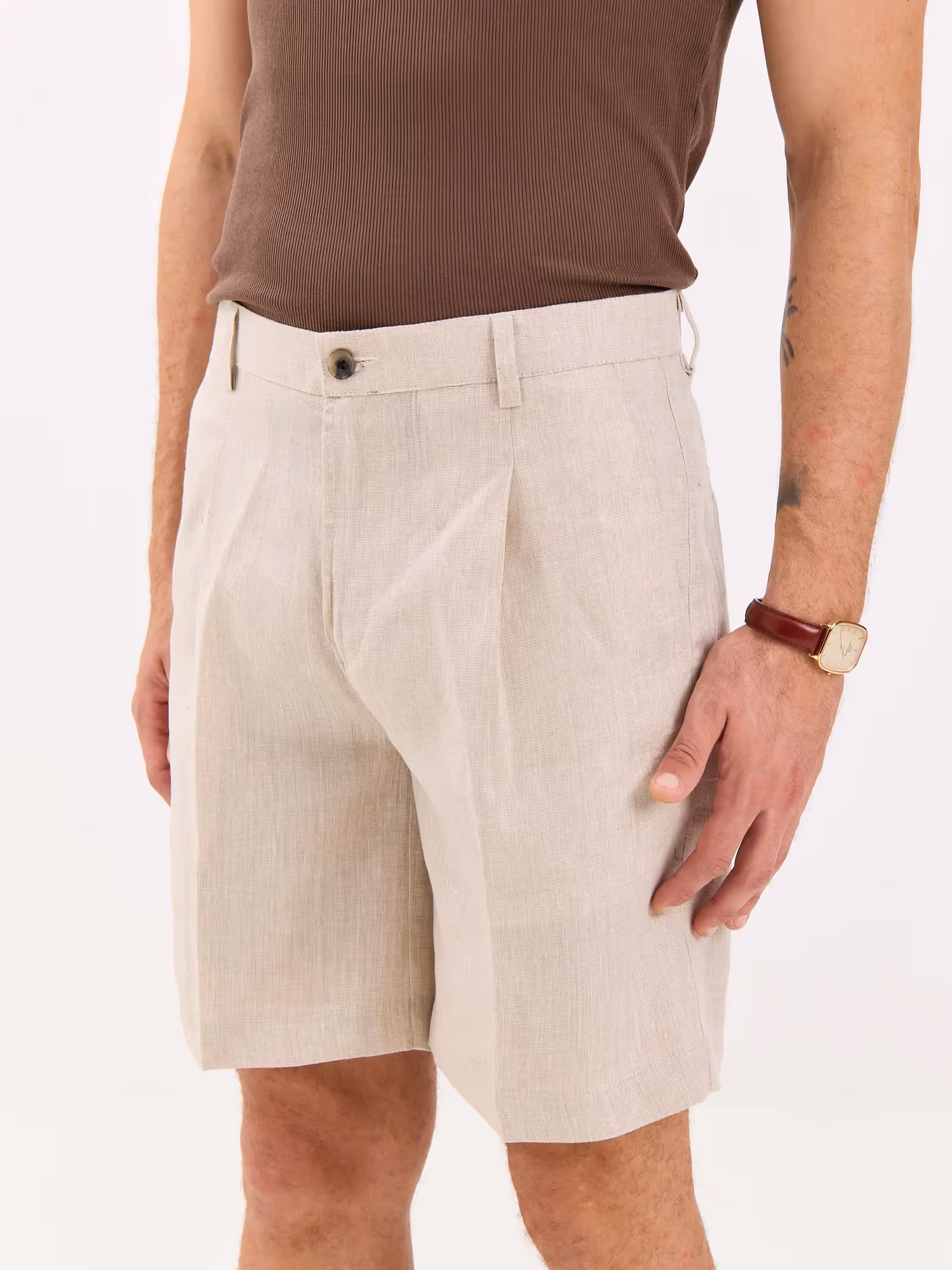 Natural Linen Trouser Shorts image 5