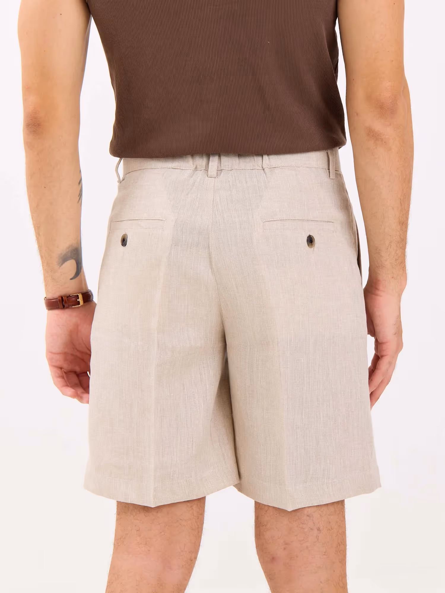 Natural Linen Trouser Shorts image 6
