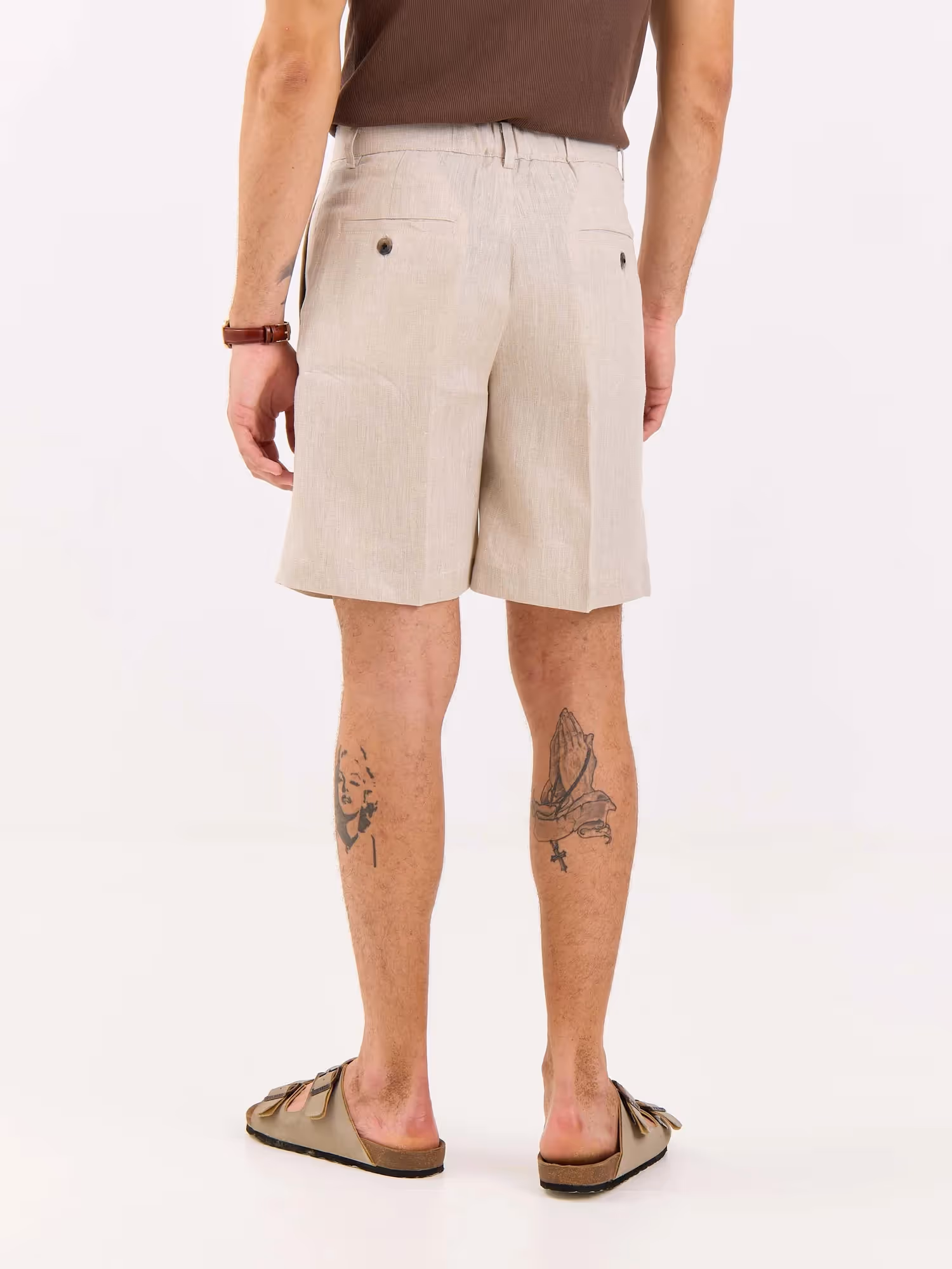 Natural Linen Trouser Shorts image 7