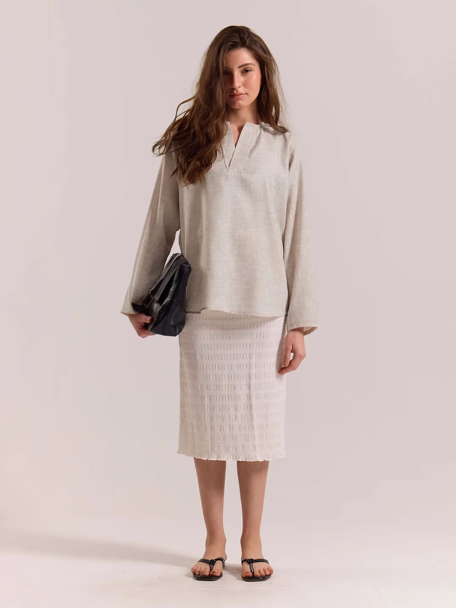 Natural Textured Linen Pullover  image 2