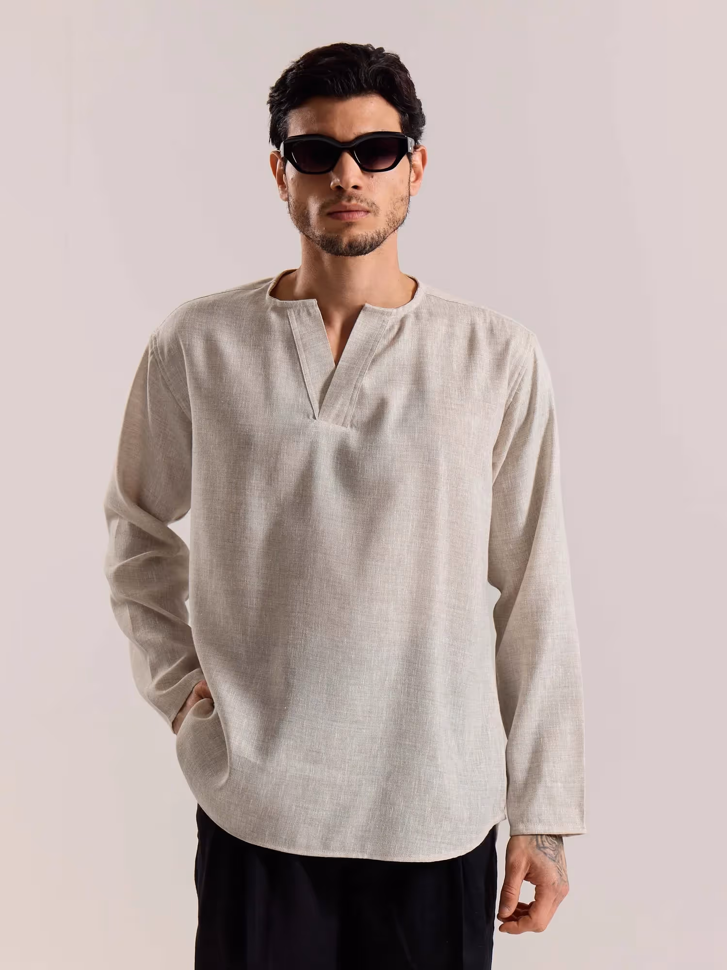 Natural Textured Linen Pullover  image 3