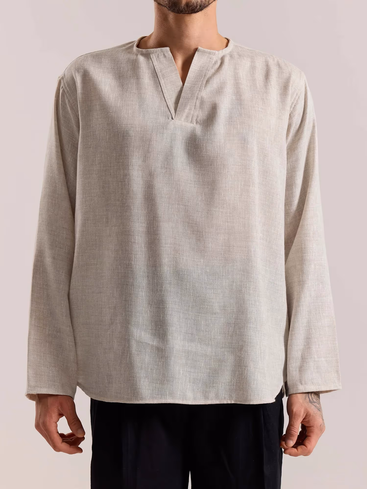 Natural Textured Linen Pullover  image 5