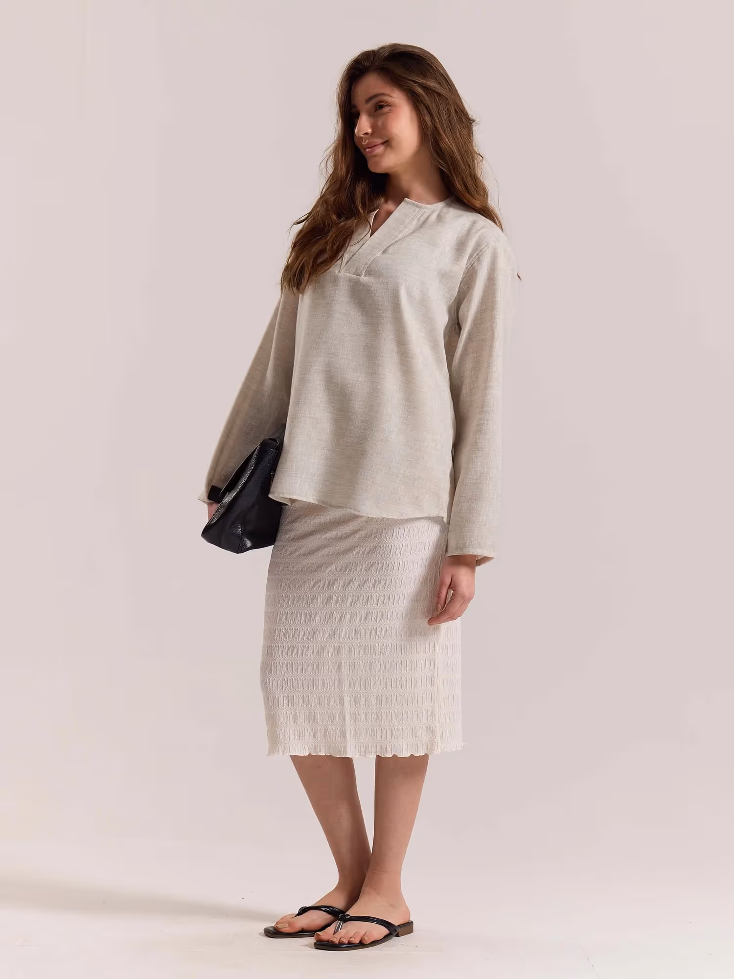 Natural Textured Linen Pullover  image 6