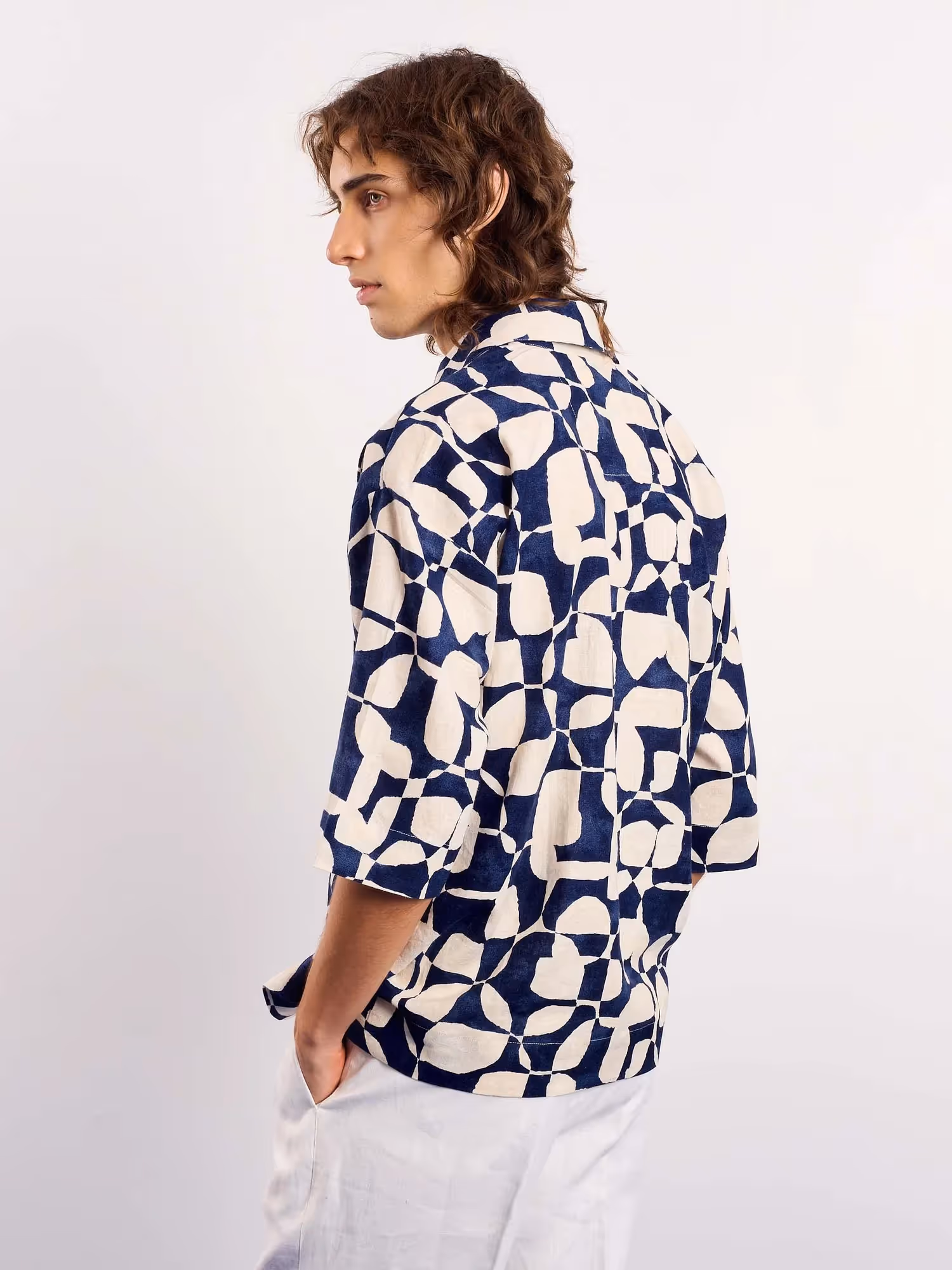 Navy & Cream Abstract Printed Pullover  image 8
