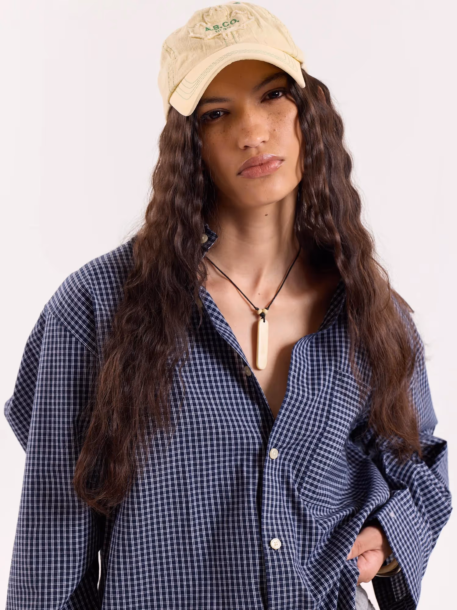 Navy Blue Box Checkered Cropped Shirt image 7