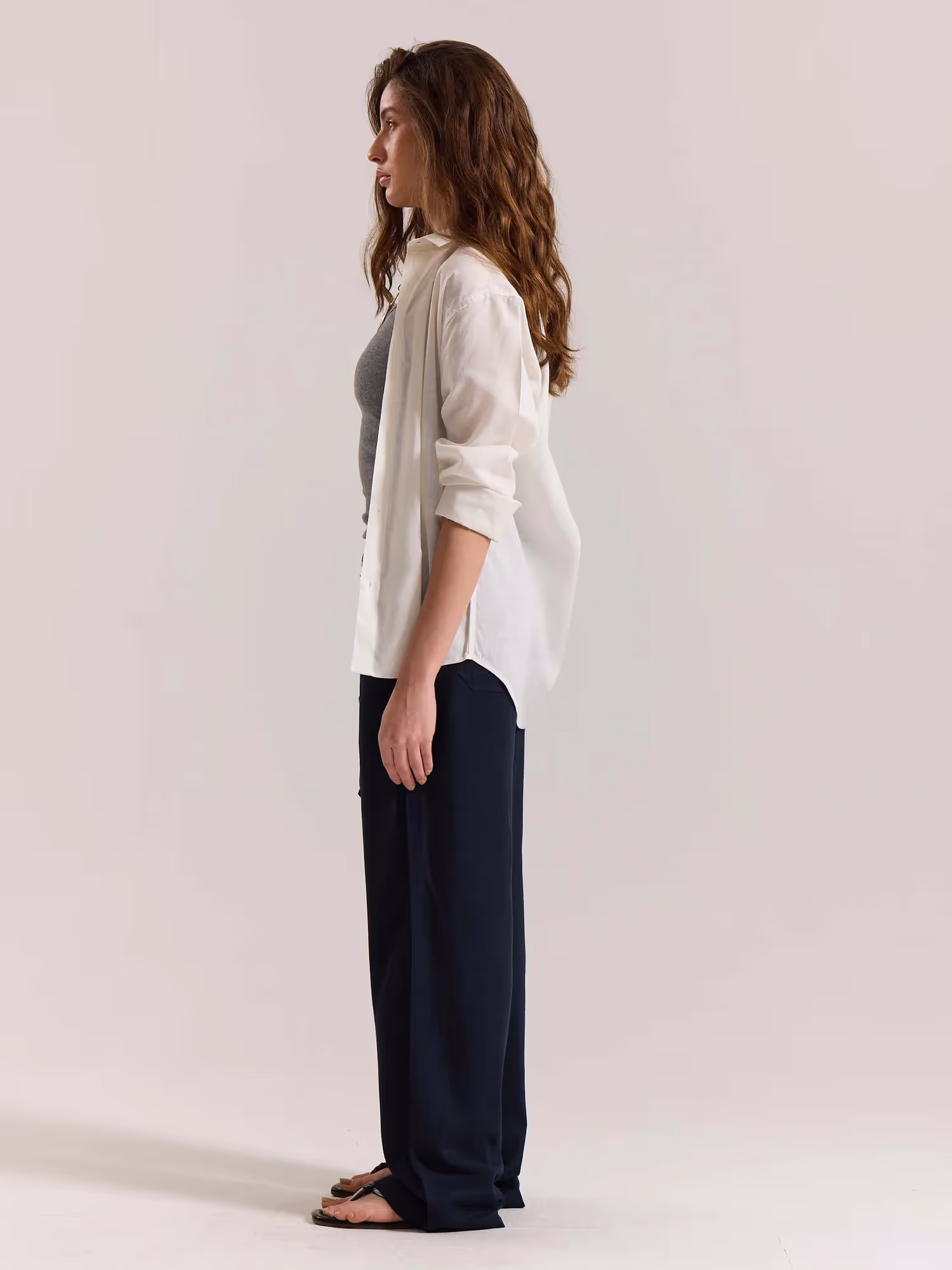 Navy Blue Linen Pull-on Pants image 7