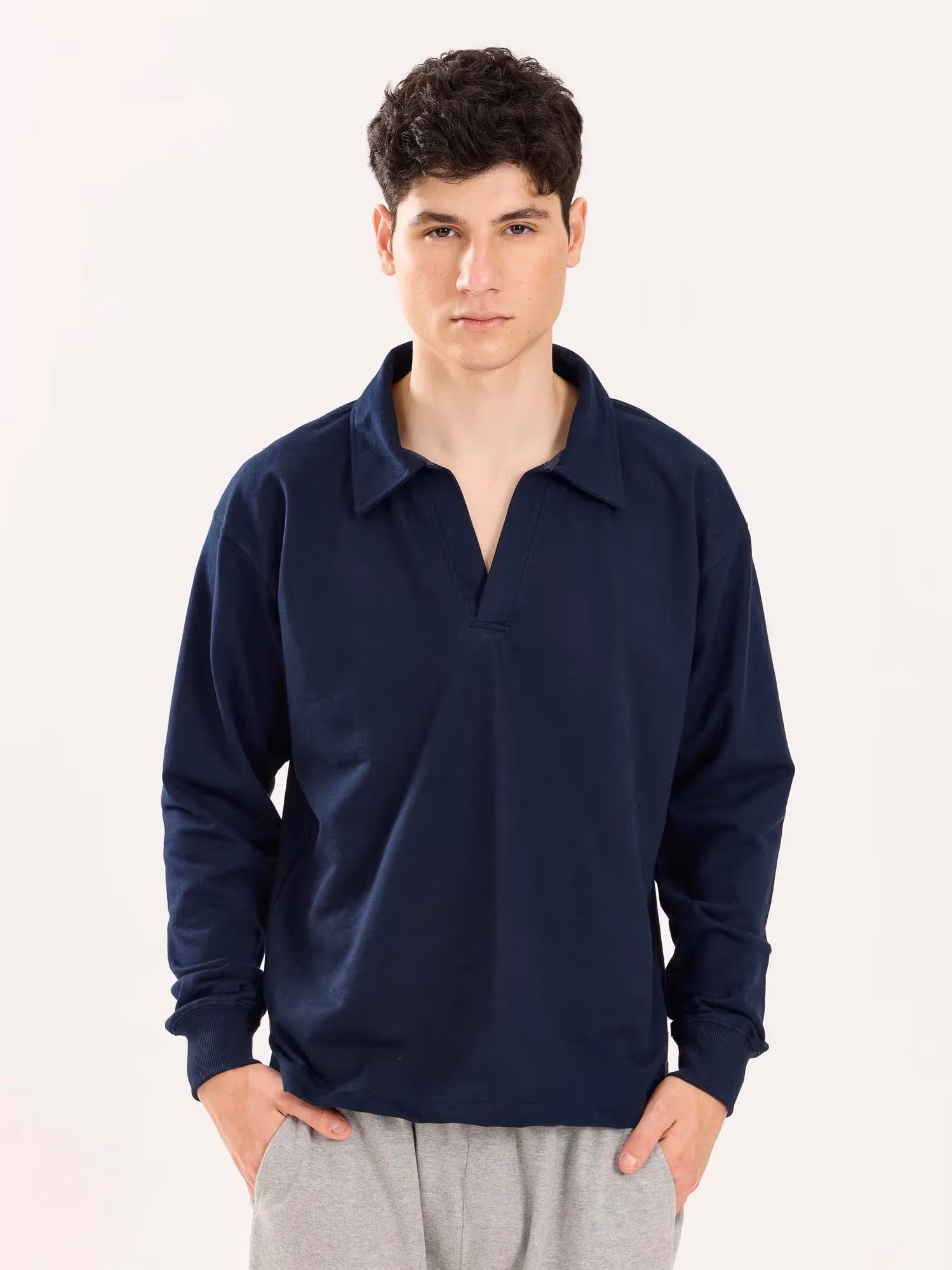 Navy Blue Terry Polo Tee image 3