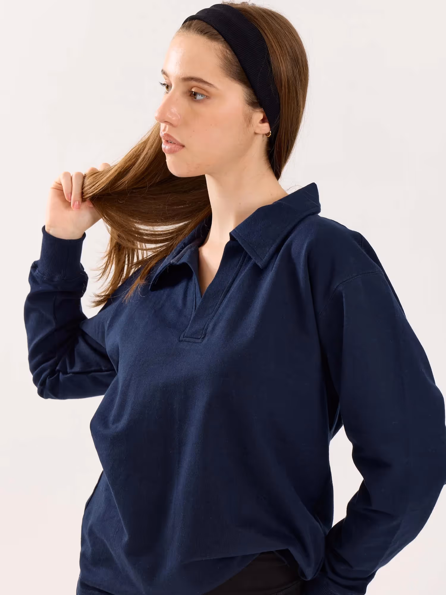 Navy Blue Terry Polo Tee image 5