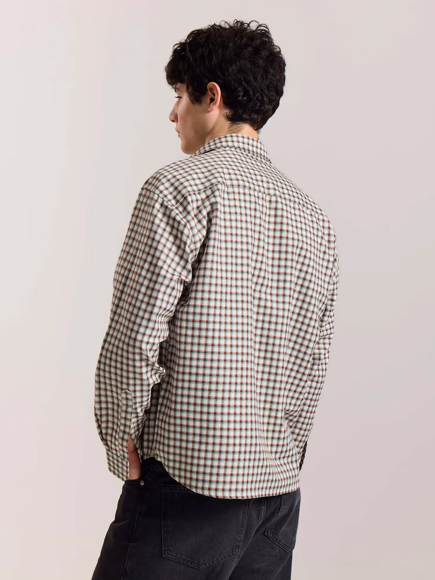 Off White Checkered Oversized Cropped Shirt  image 8