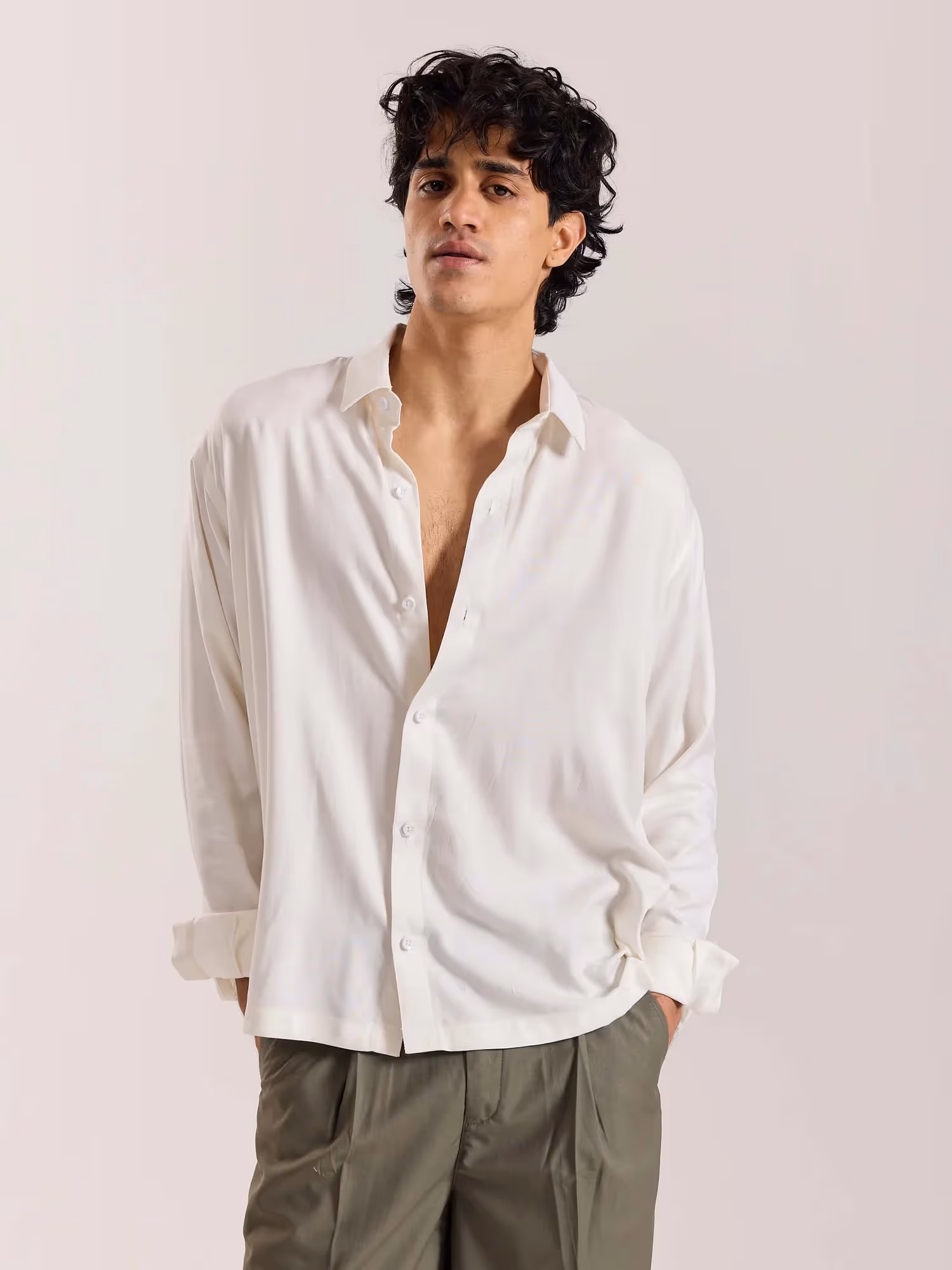 Off White Drape Shirt image 4