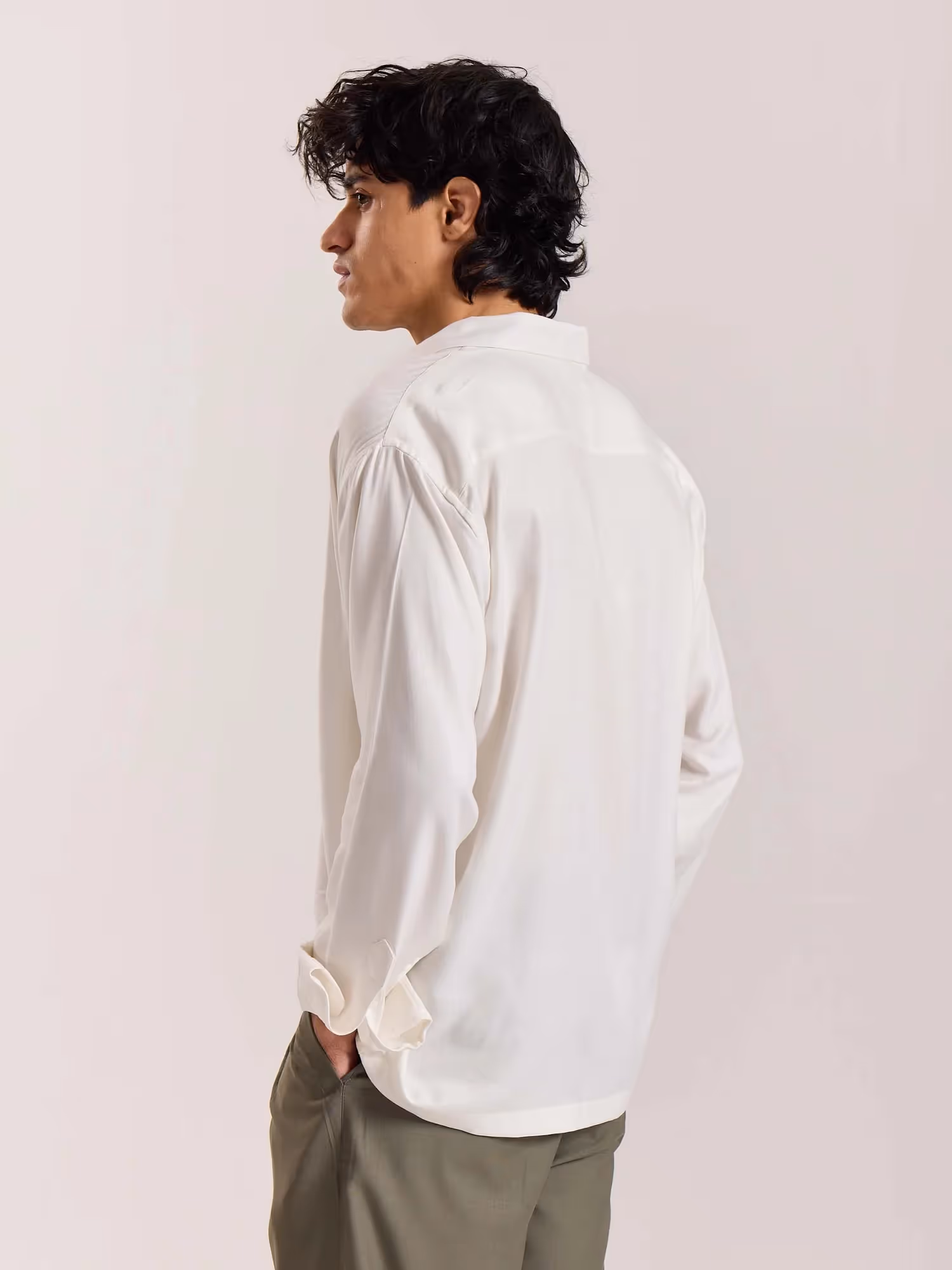 Off White Drape Shirt image 6