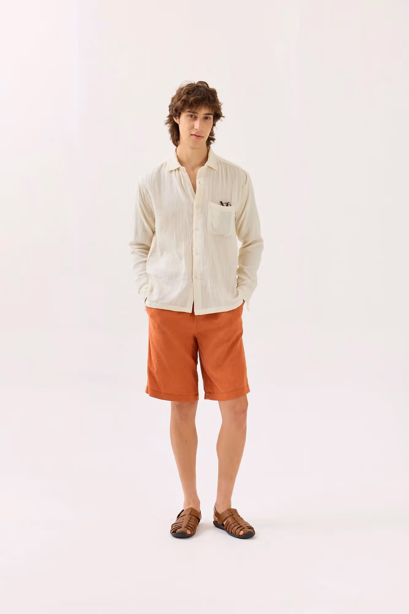 Off White Gauze Holiday Shirt image 1