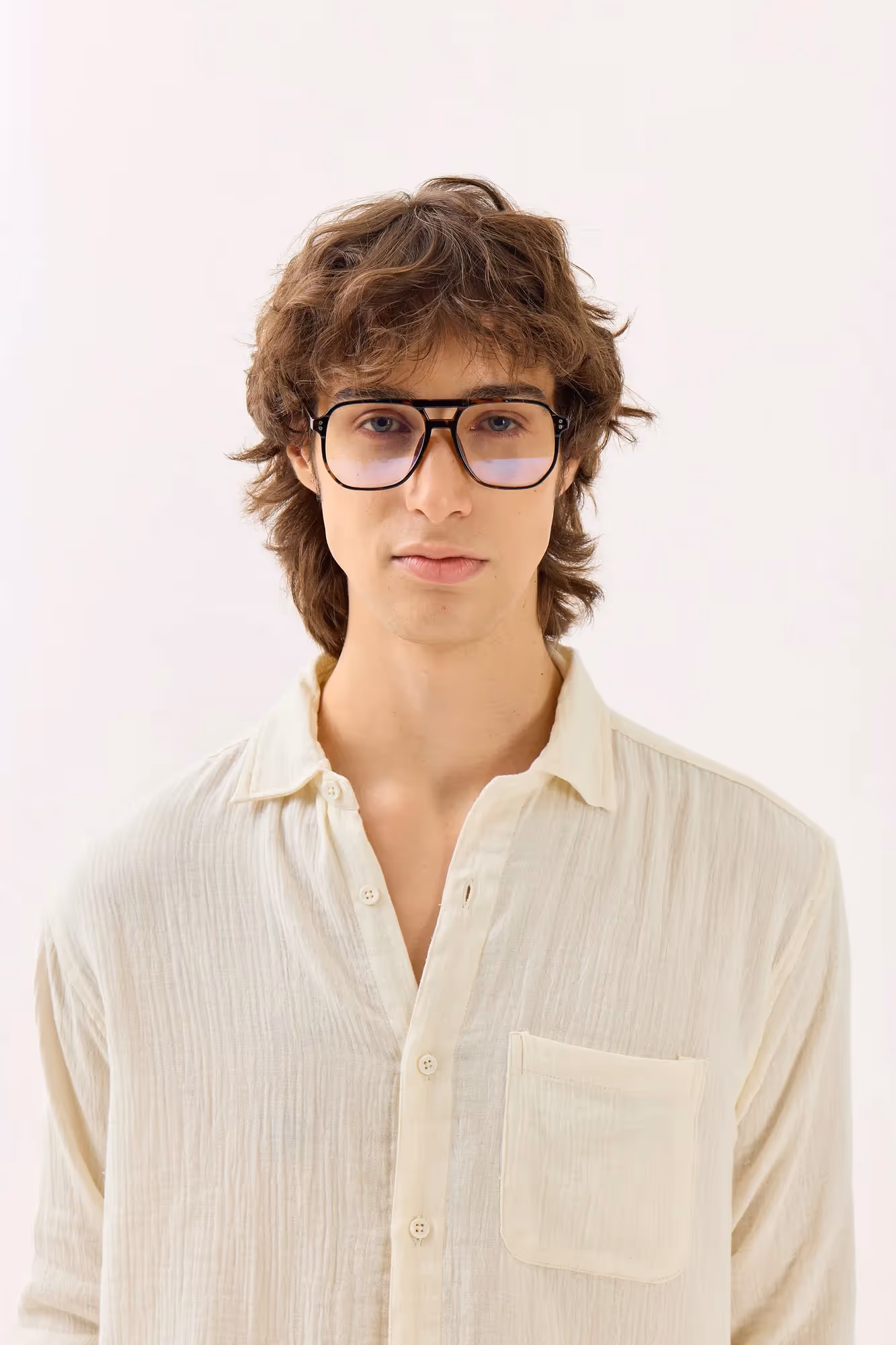 Off White Gauze Holiday Shirt image 4